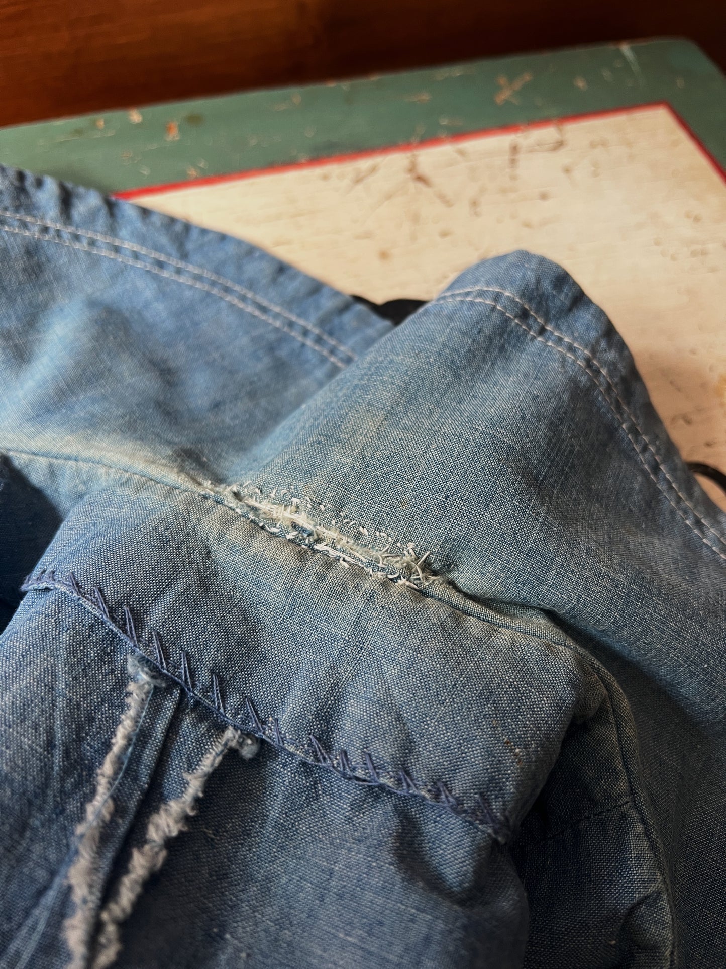 30s/40s Sanforized Chambray Jacket, ‘Sea Blues’ By Korday