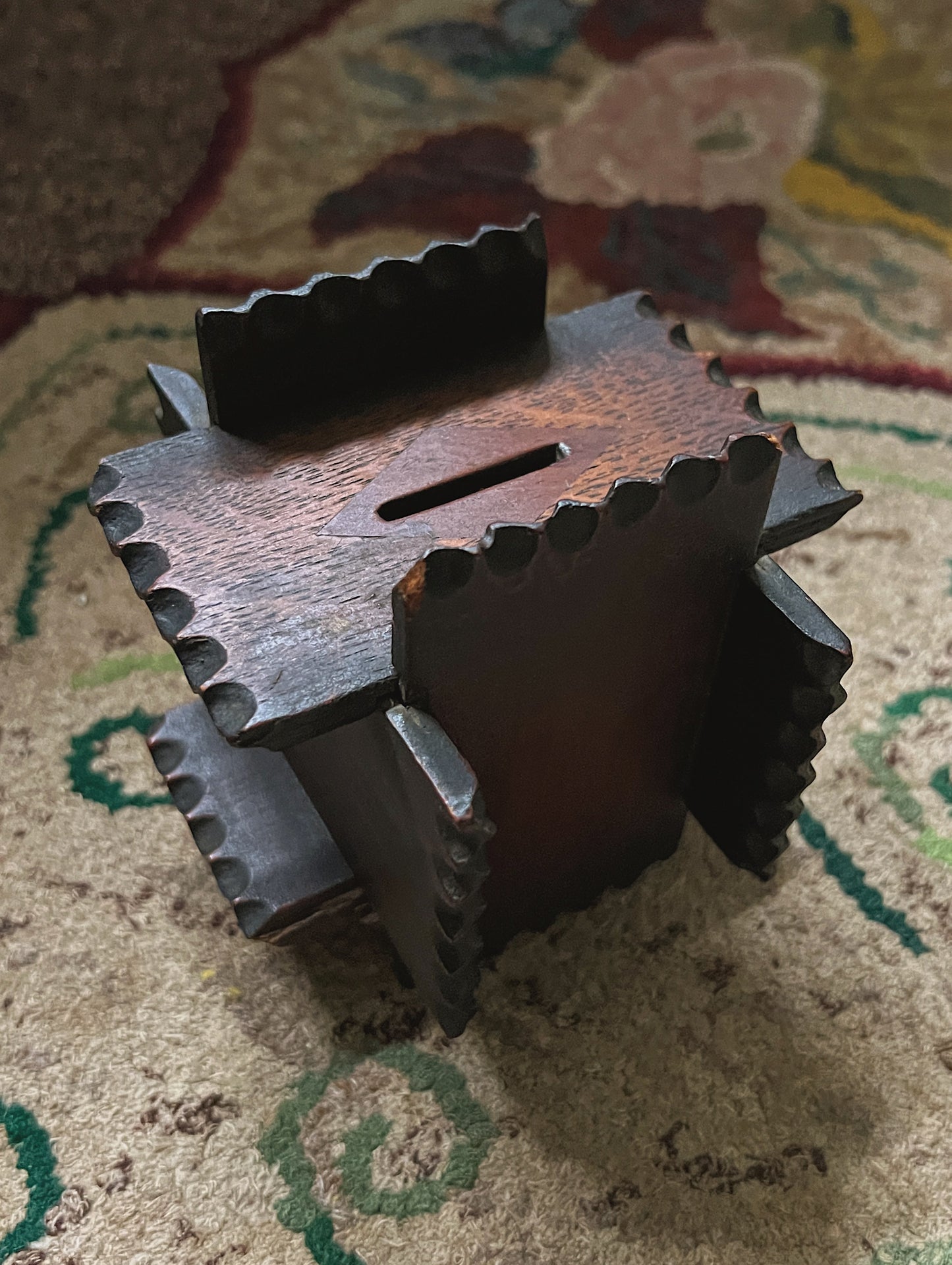 Antique Tramp Art Coin Bank Puzzle