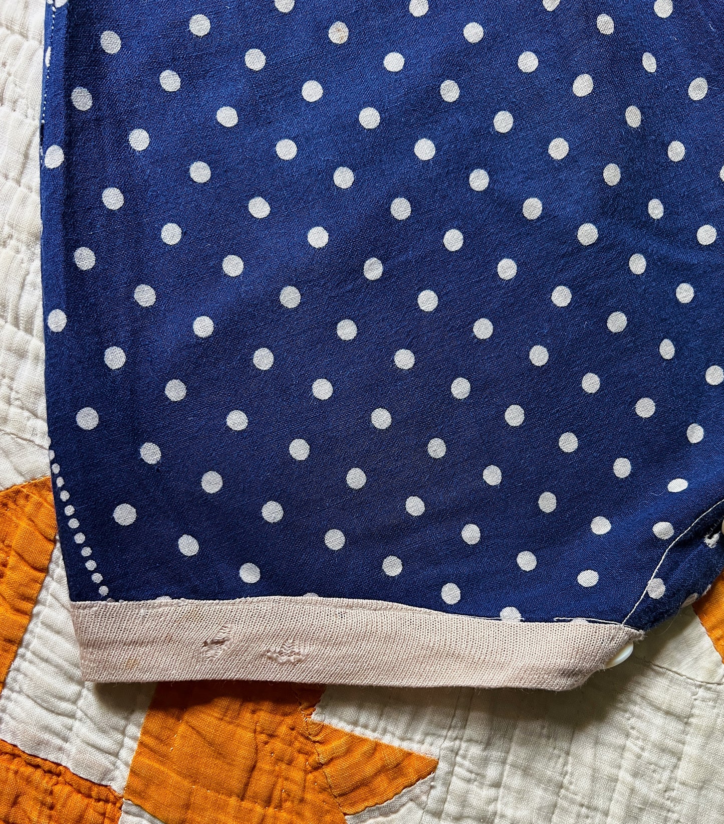 Antique Make-Do Infant Onesie Made From Indigo Bandanas