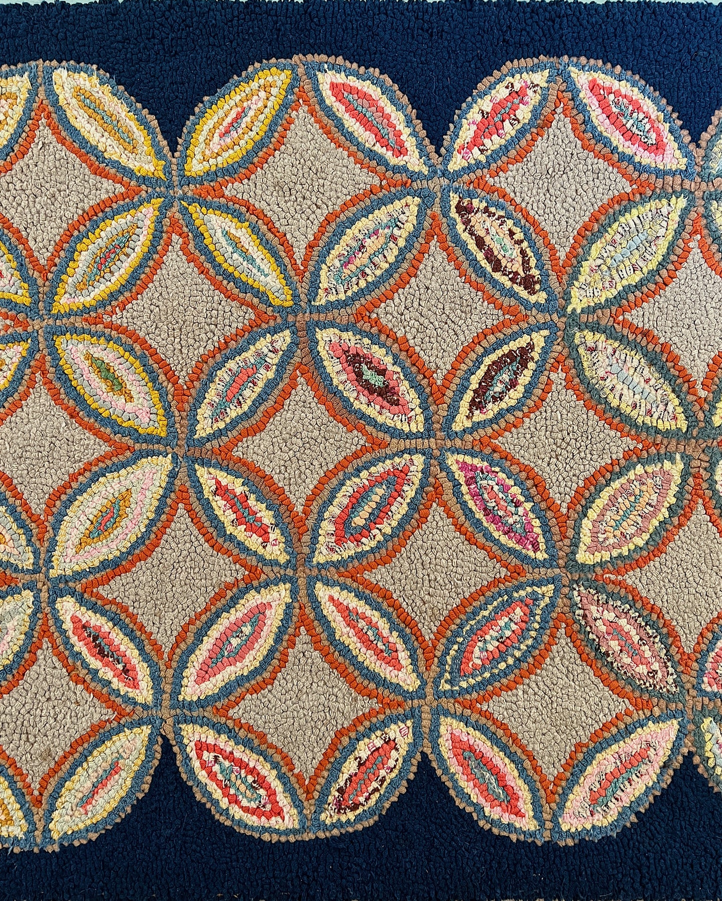 Antique Geometric Hooked Rug Runner