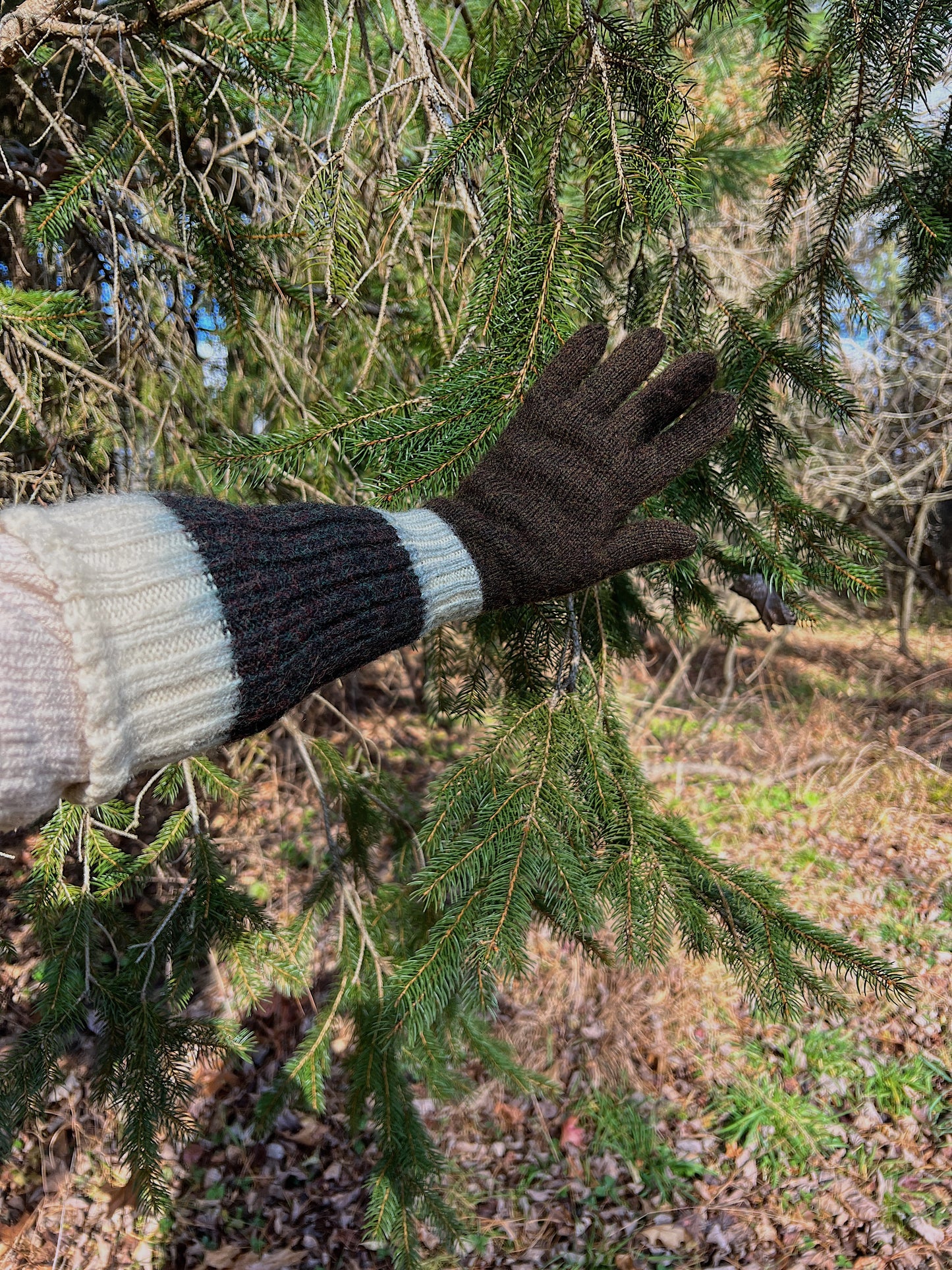 Victorian Era Hand Knit Wool Long Gloves