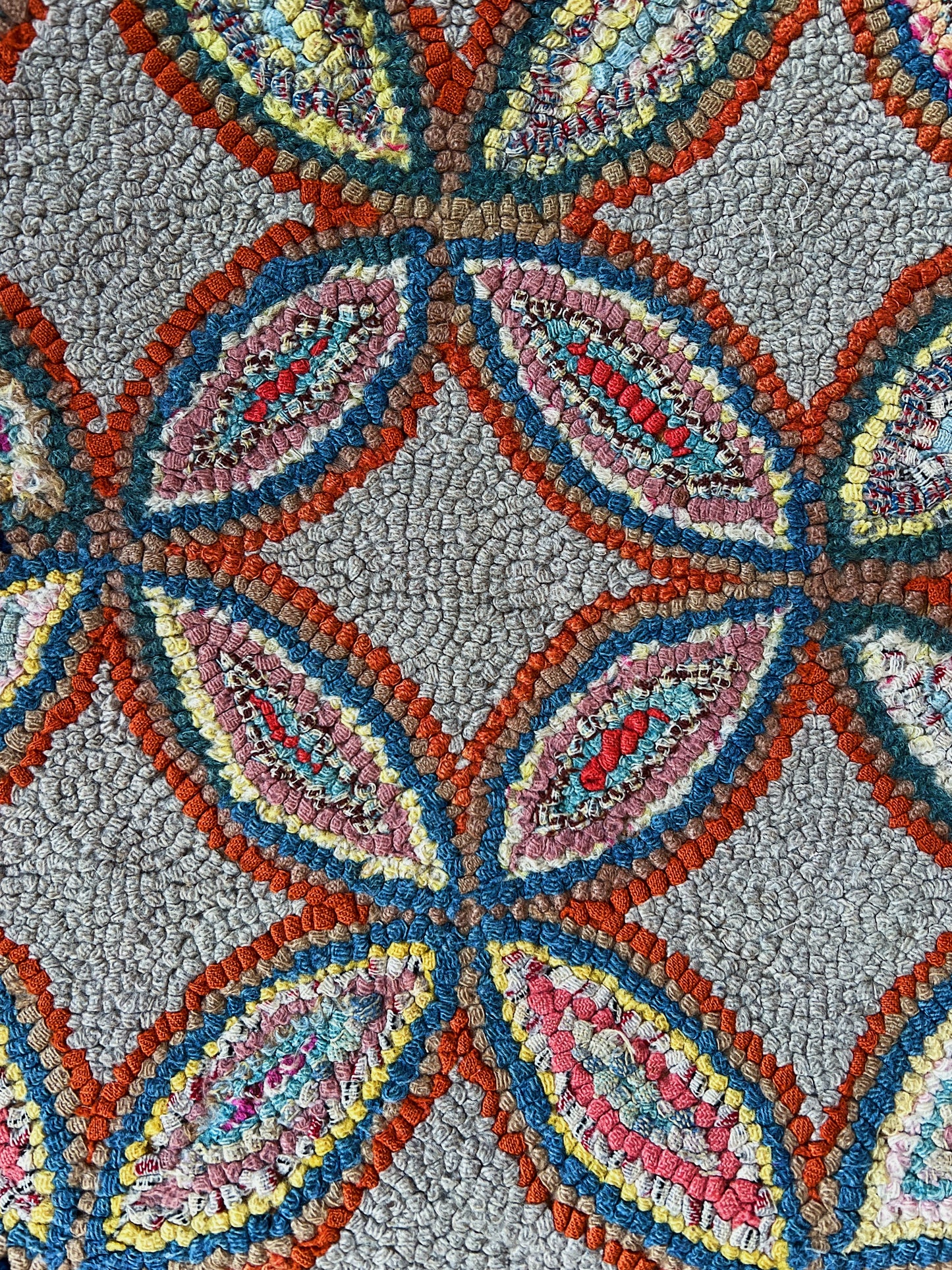 Antique Geometric Hooked Rug Runner