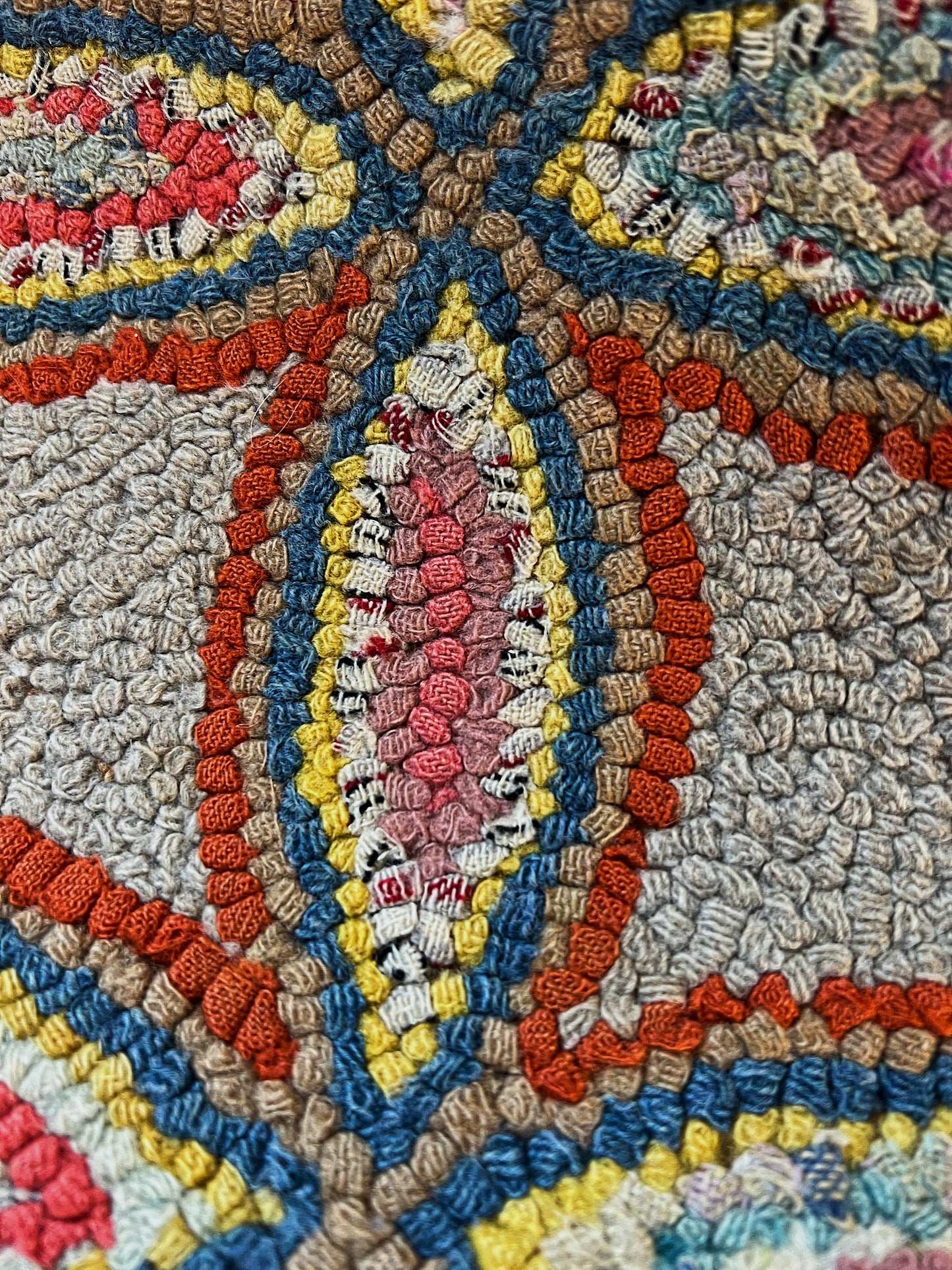 Antique Geometric Hooked Rug Runner