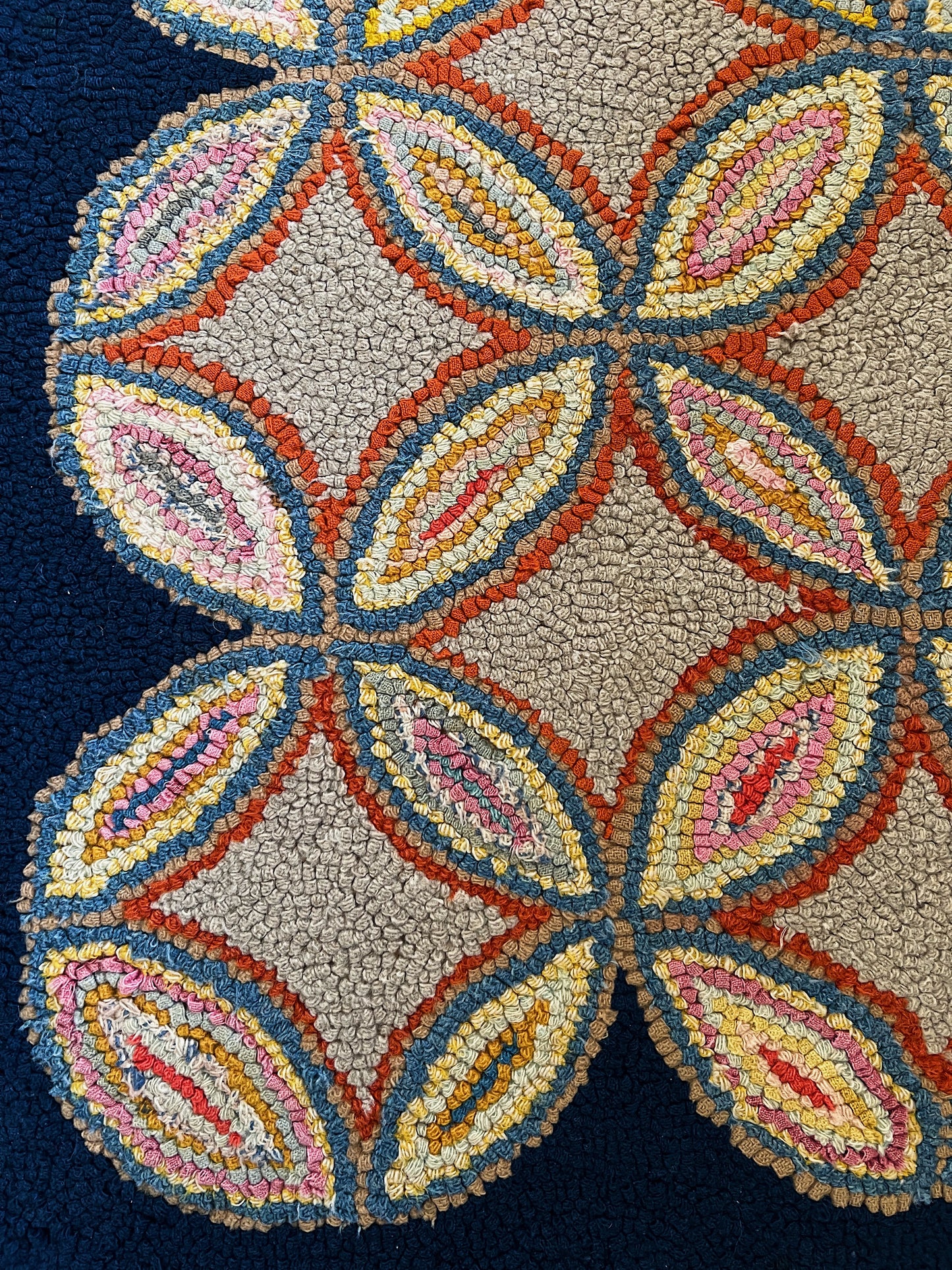 Antique Geometric Hooked Rug Runner