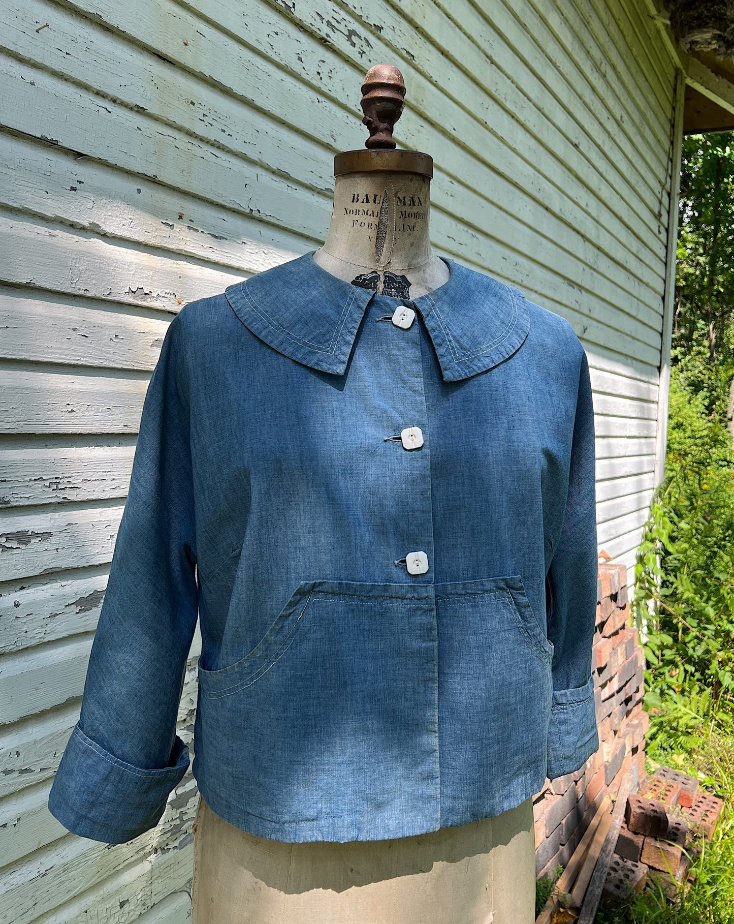 30s/40s Sanforized Chambray Jacket, ‘Sea Blues’ By Korday