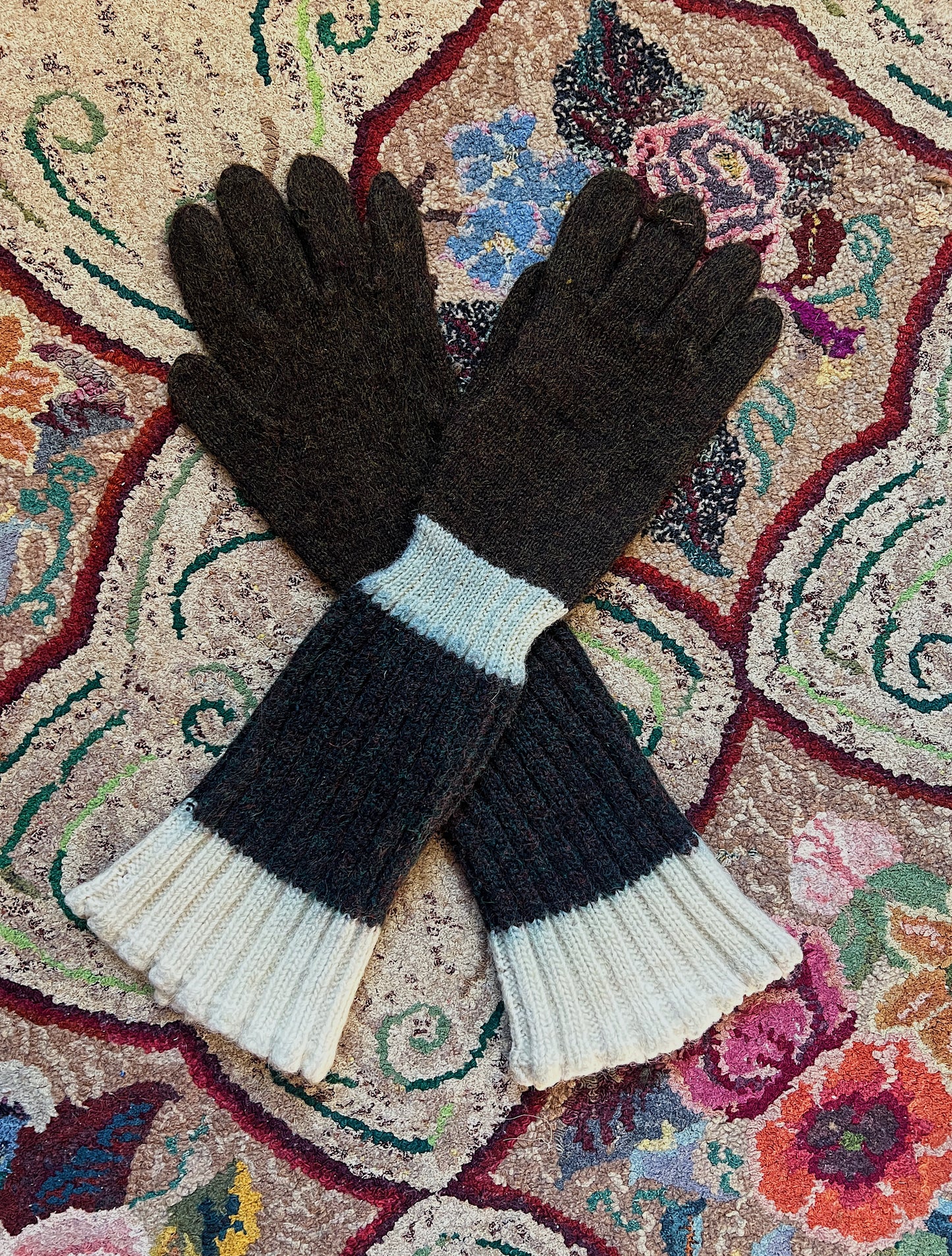 Victorian Era Hand Knit Wool Long Gloves