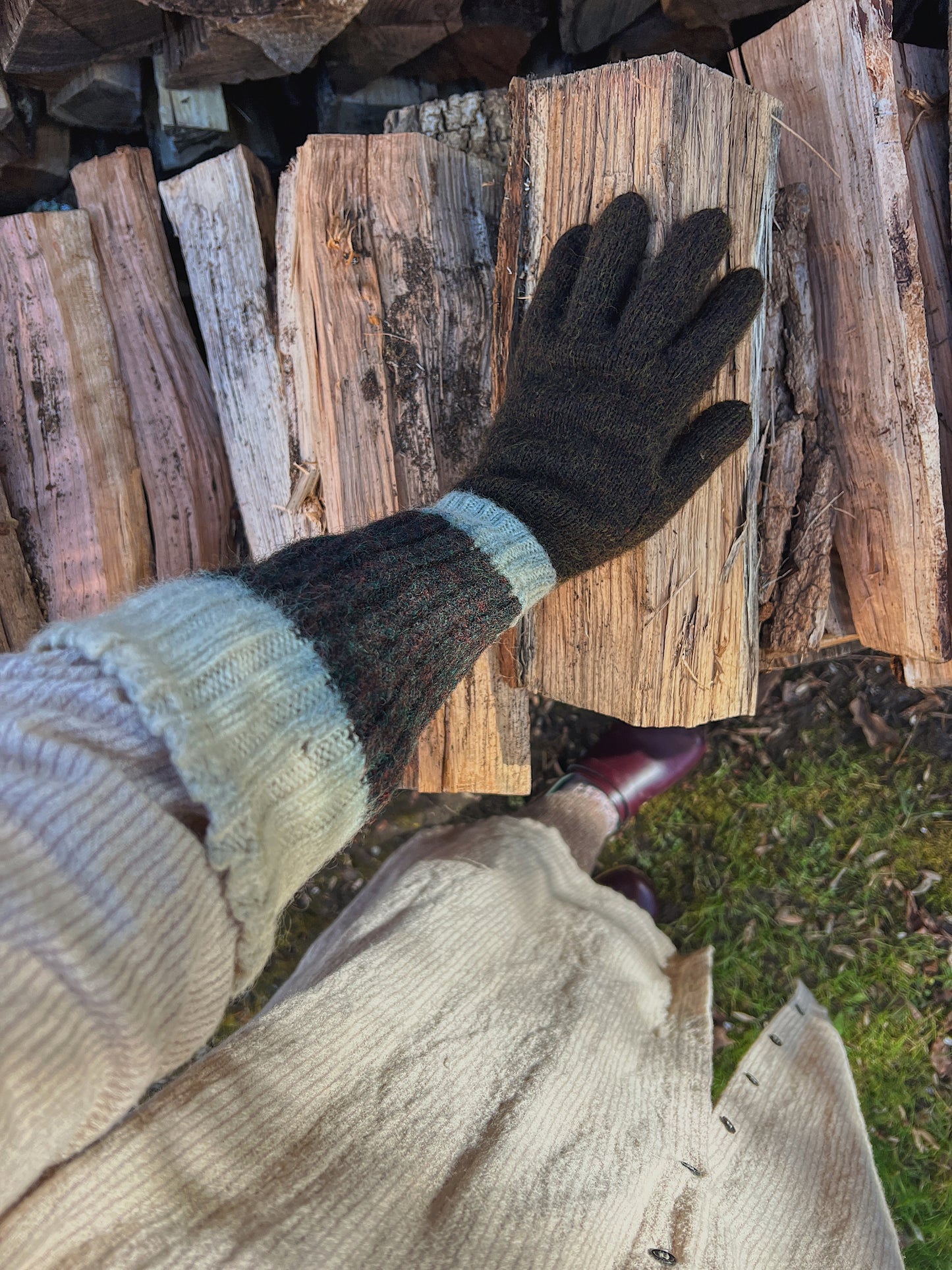 Victorian Era Hand Knit Wool Long Gloves