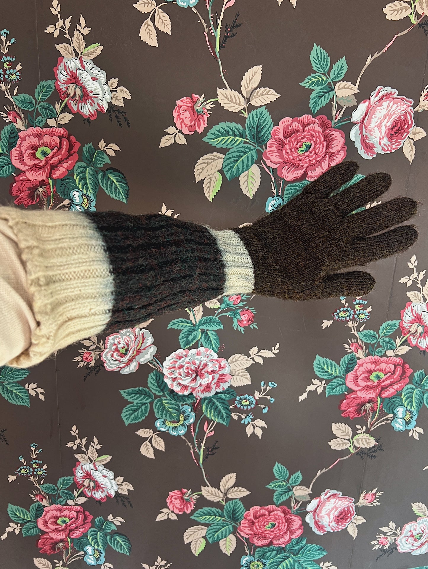 Victorian Era Hand Knit Wool Long Gloves