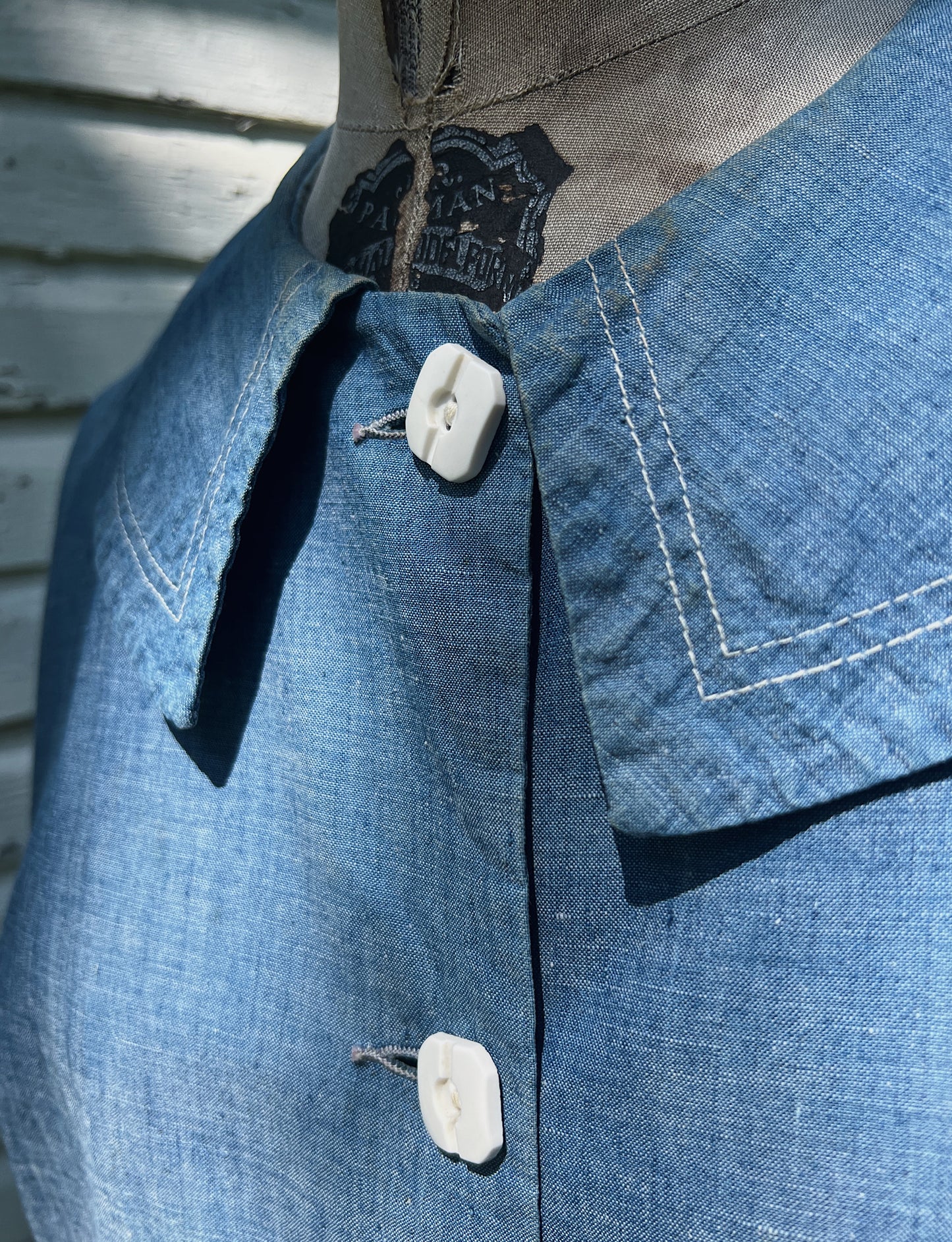 30s/40s Sanforized Chambray Jacket, ‘Sea Blues’ By Korday
