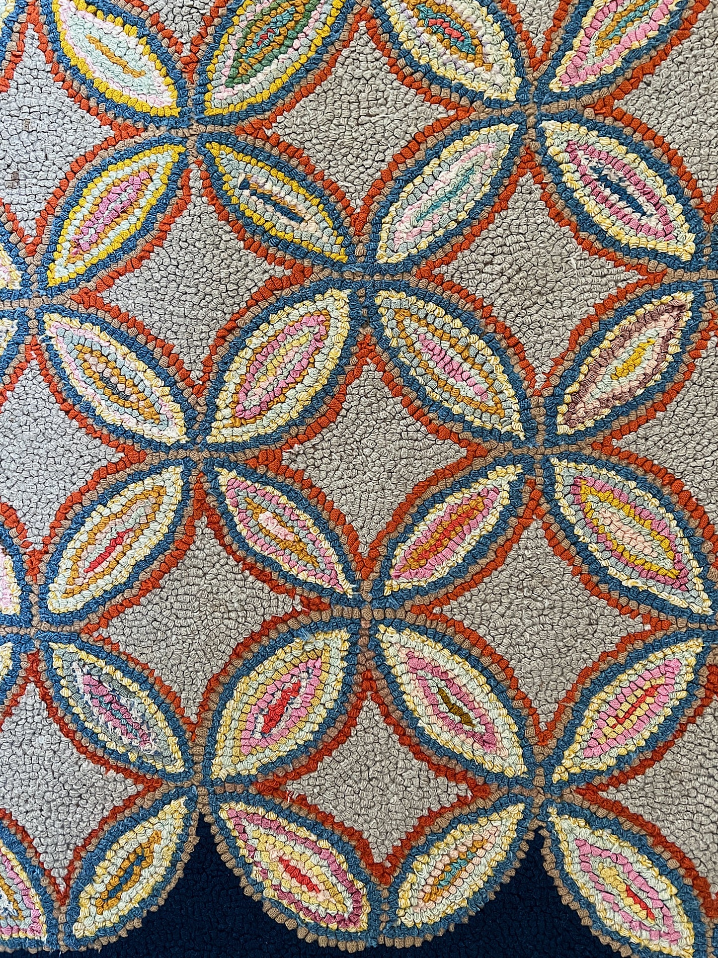 Antique Geometric Hooked Rug Runner