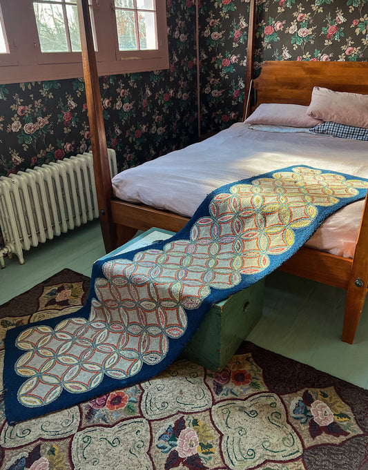 Antique Geometric Hooked Rug Runner