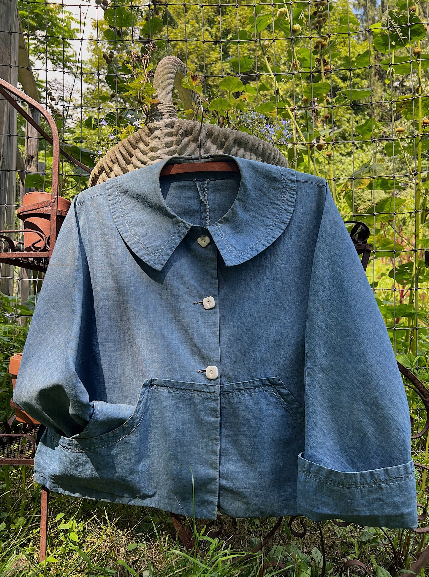 30s/40s Sanforized Chambray Jacket, ‘Sea Blues’ By Korday