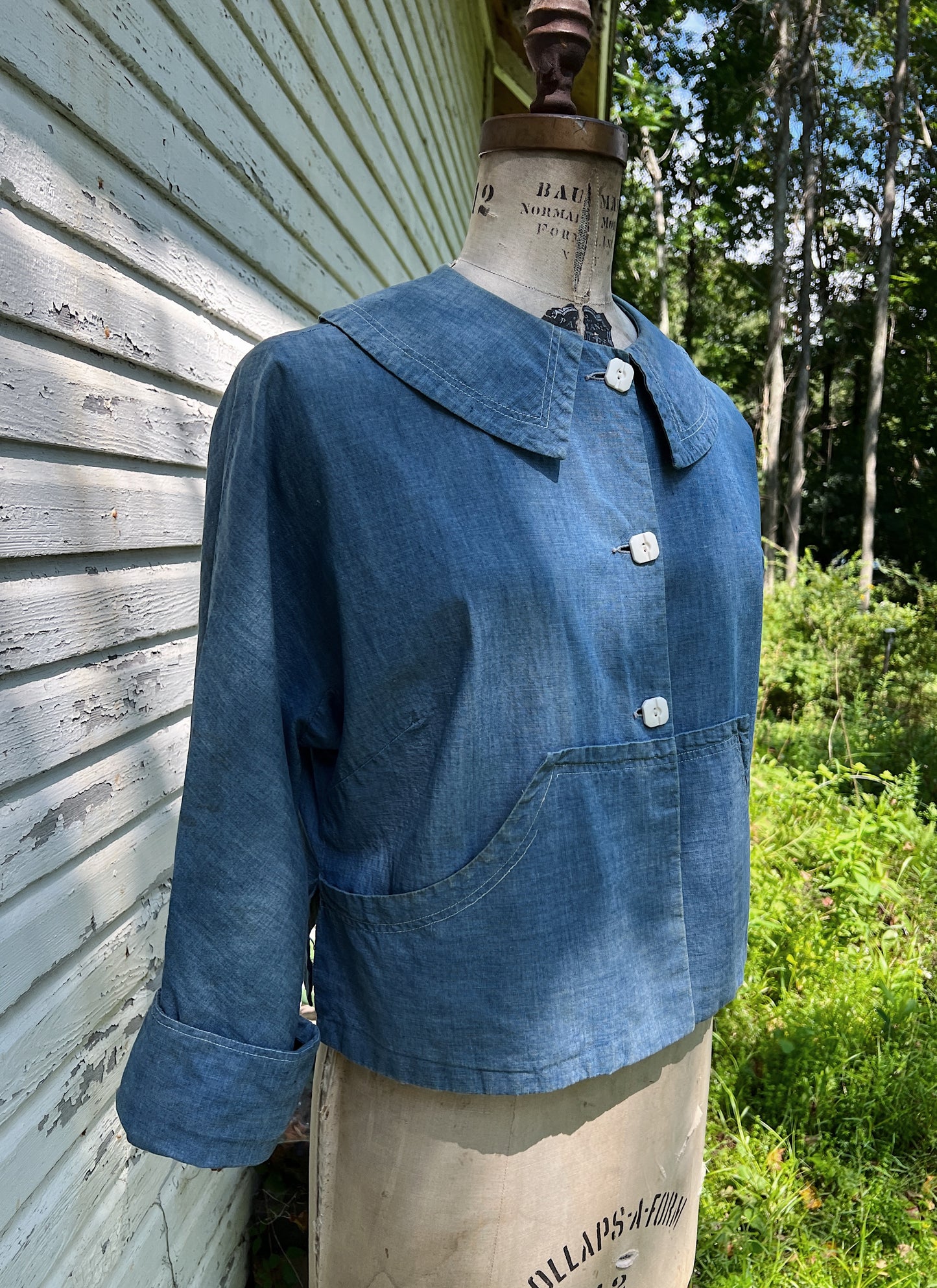 30s/40s Sanforized Chambray Jacket, ‘Sea Blues’ By Korday