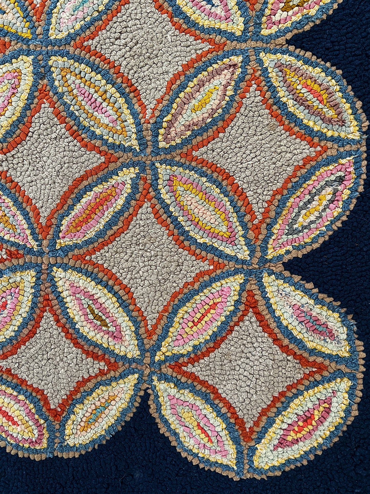 Antique Geometric Hooked Rug Runner
