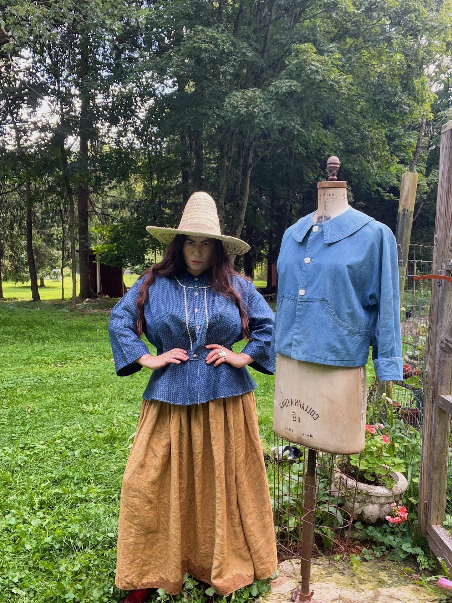 Deadstock Indigo Calico Blouse, Rare