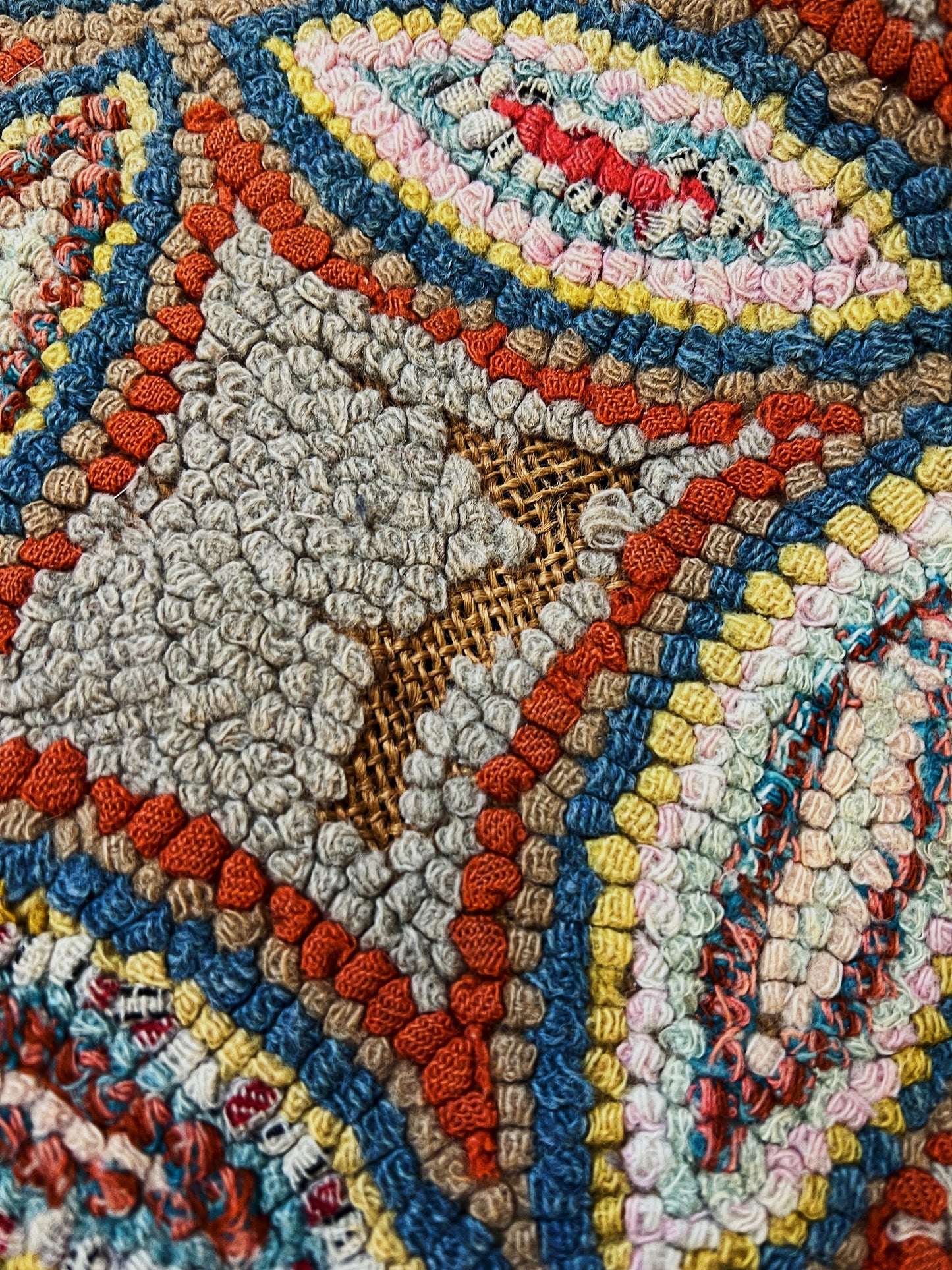 Antique Geometric Hooked Rug Runner