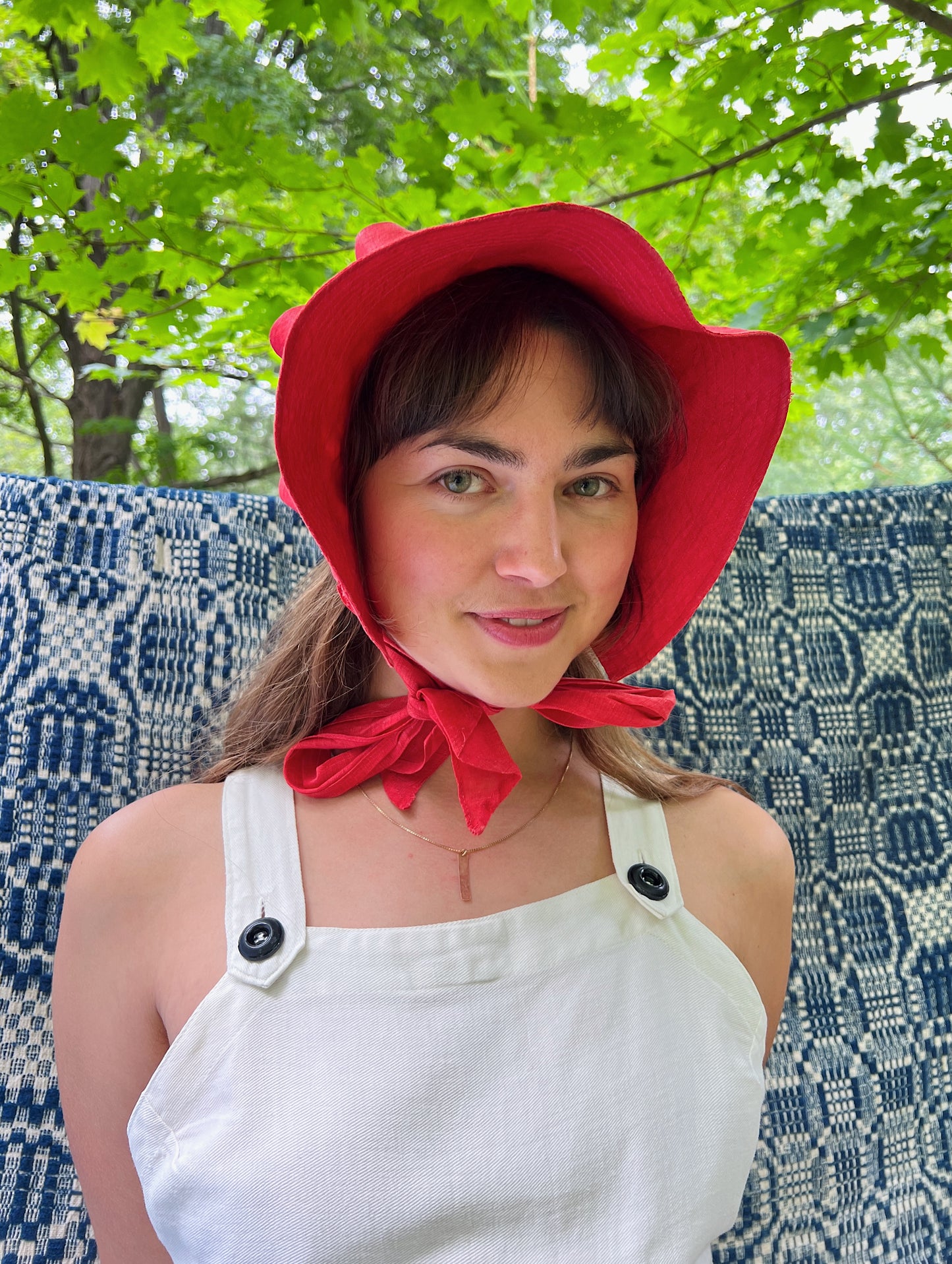 1930s Linen Cherry Red Bonnet