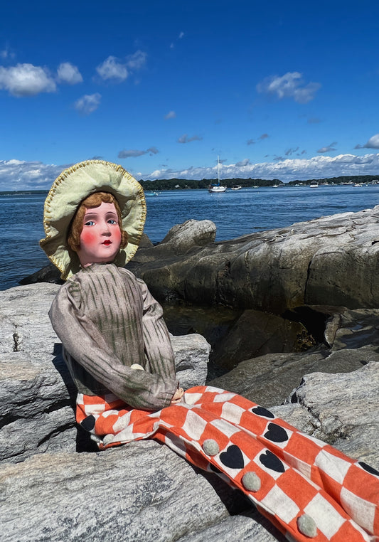 1920s Hand Painted Boudoir Doll