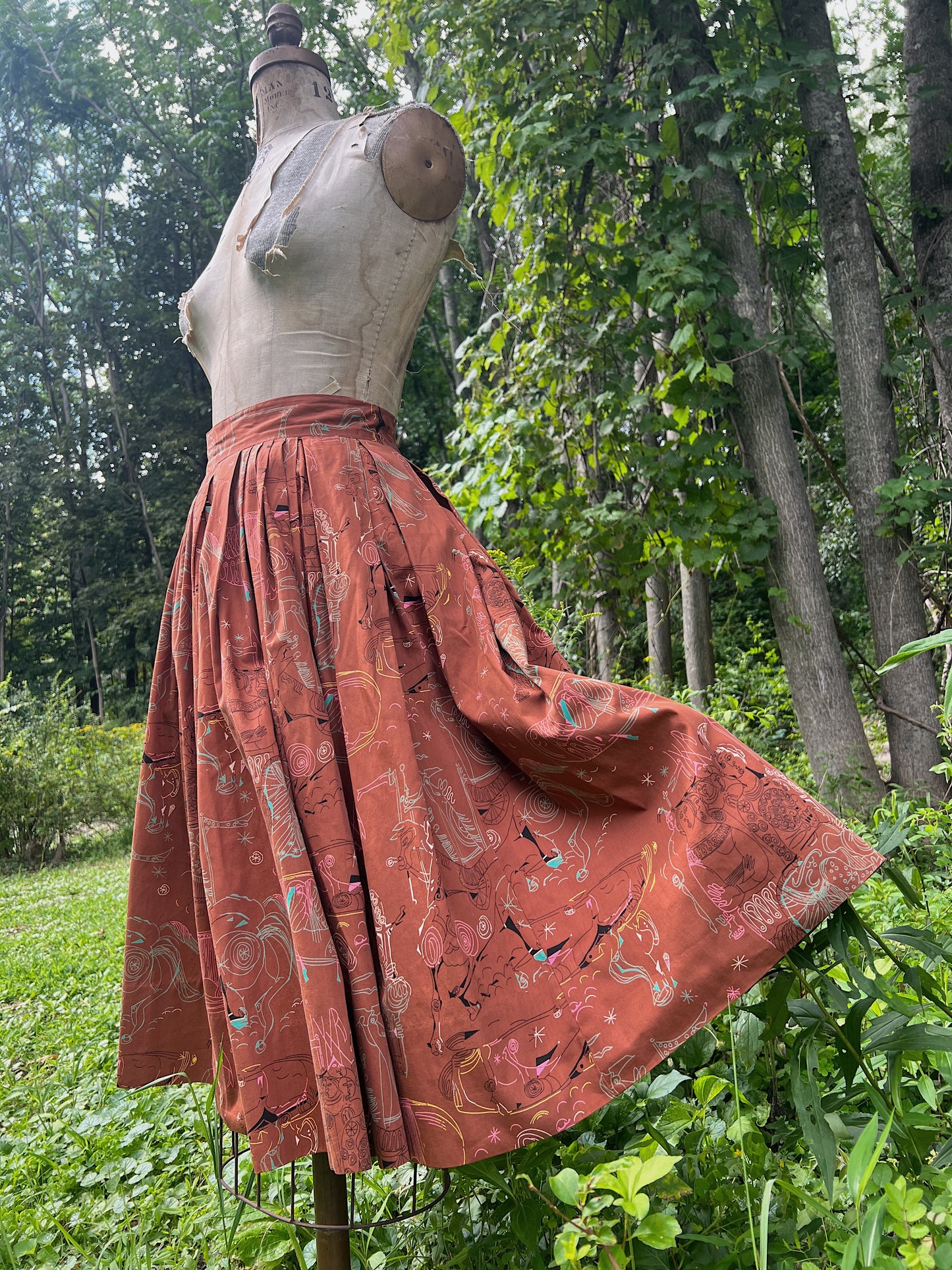 1953 Vincent Malta Associated American Artists Printed Cotton Skirt ‘Iliad’