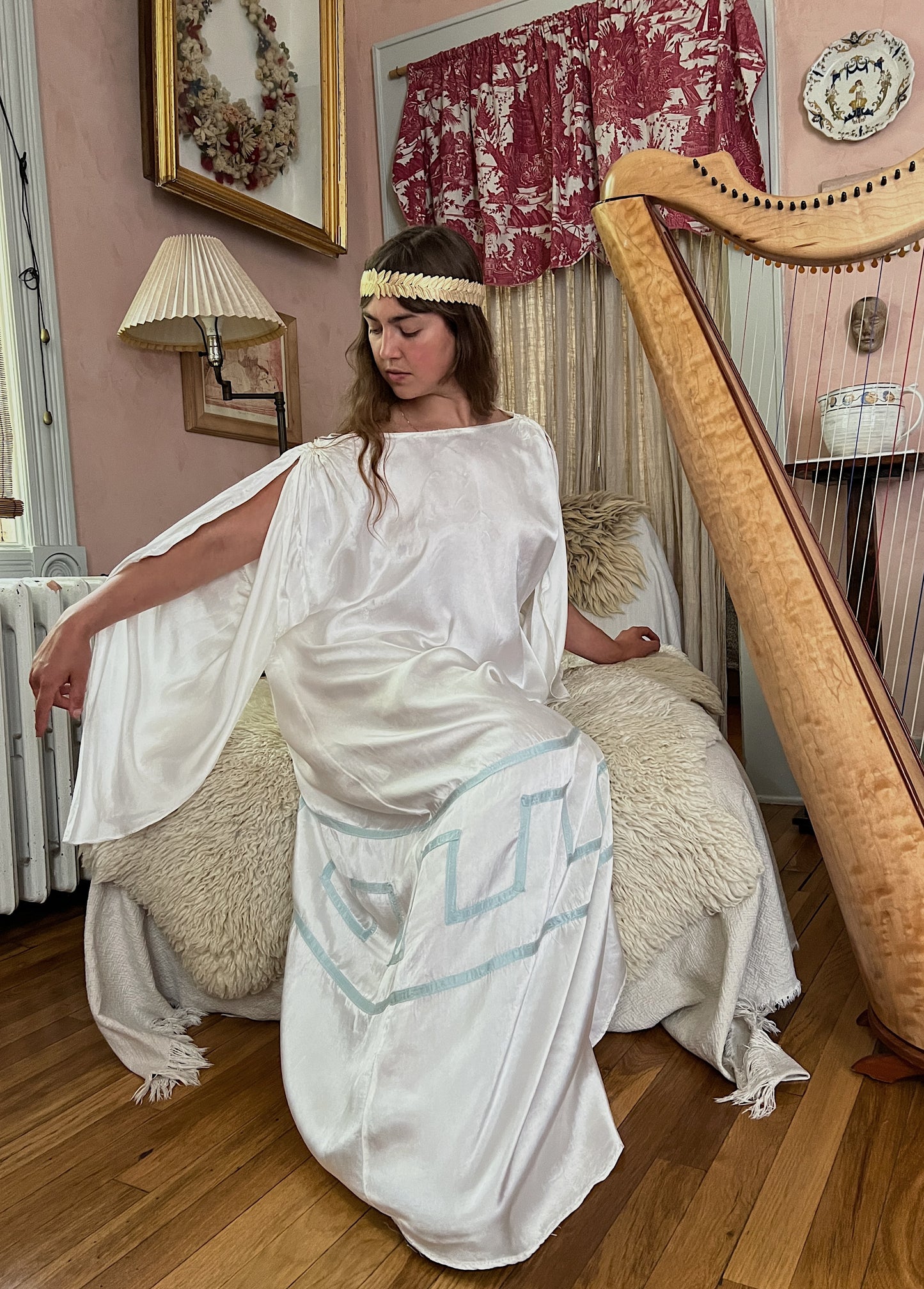Ethereal 1930s Rayon Silk Grecian Full Length Dress