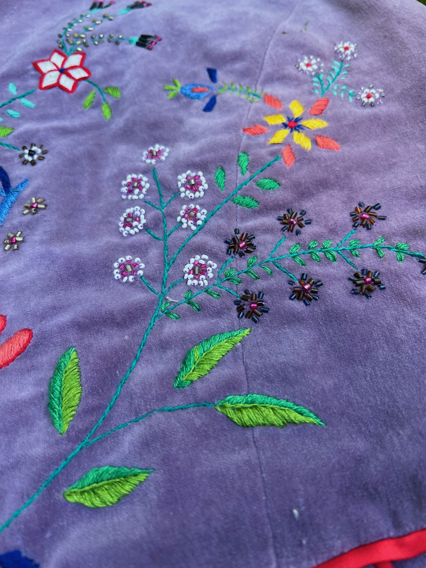 Vintage Folk Embroidered Vest With Beaded Florals
