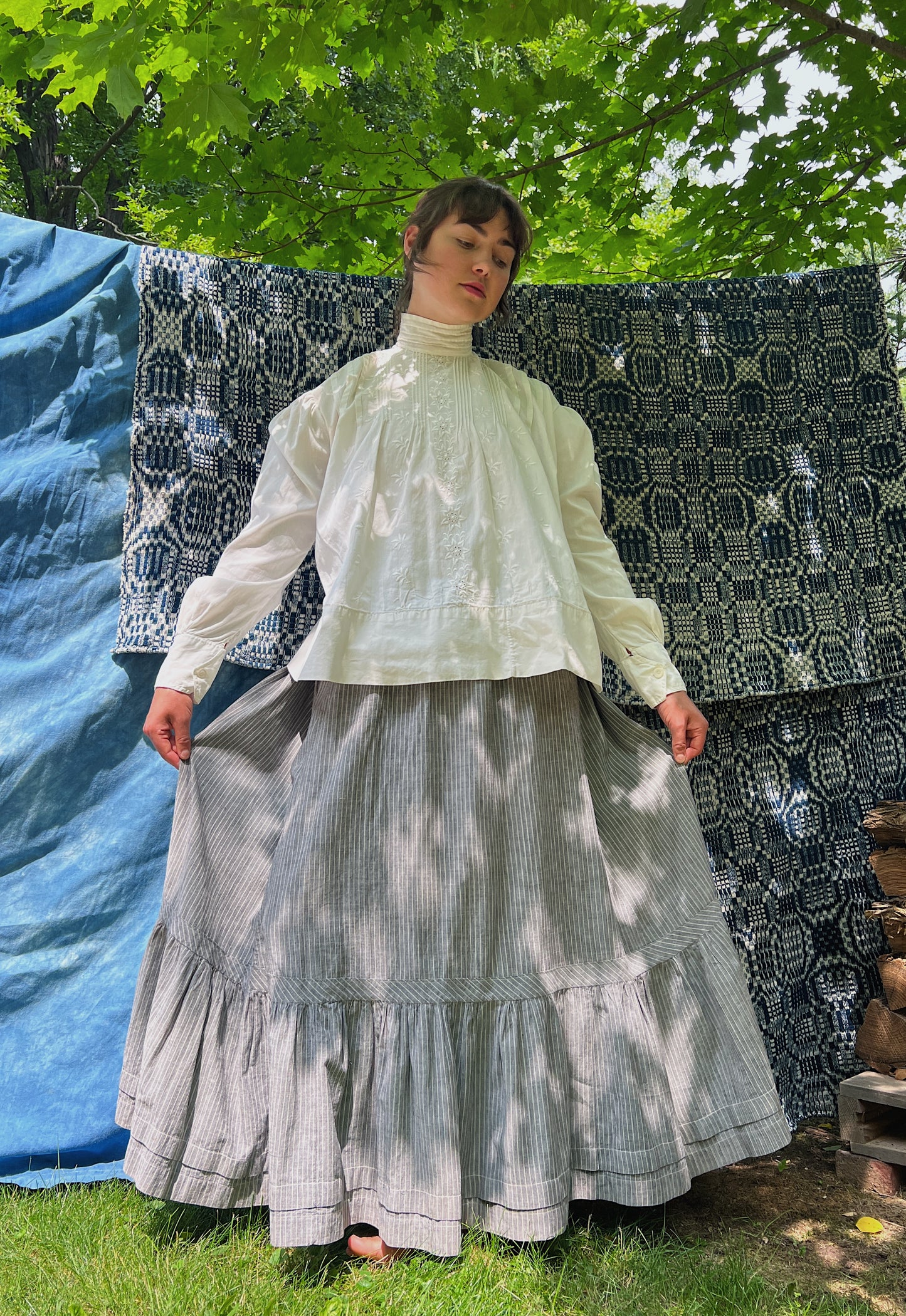 Antique 1910s Pinstripe Chore Skirt