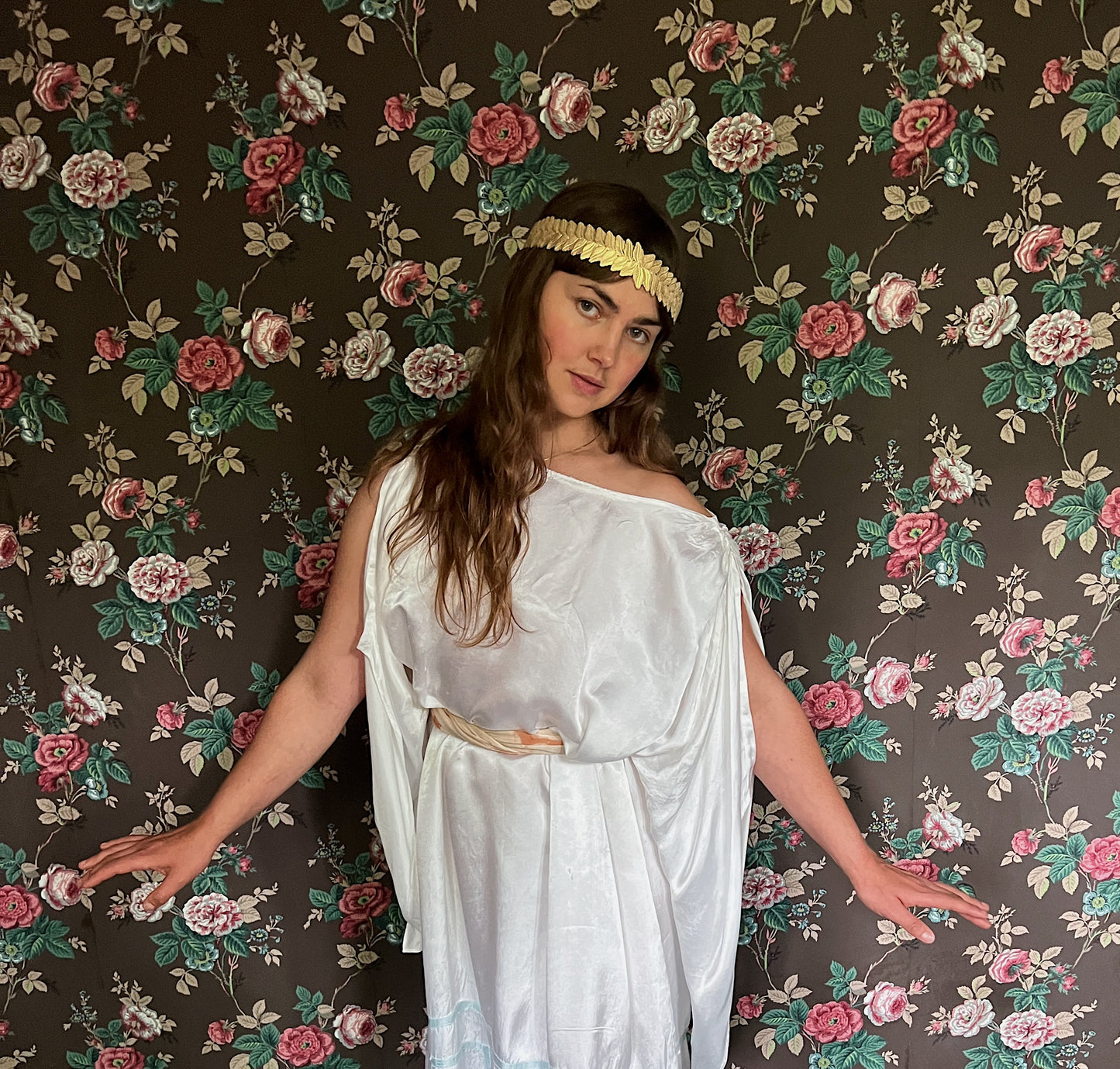 Ethereal 1930s Rayon Silk Grecian Full Length Dress