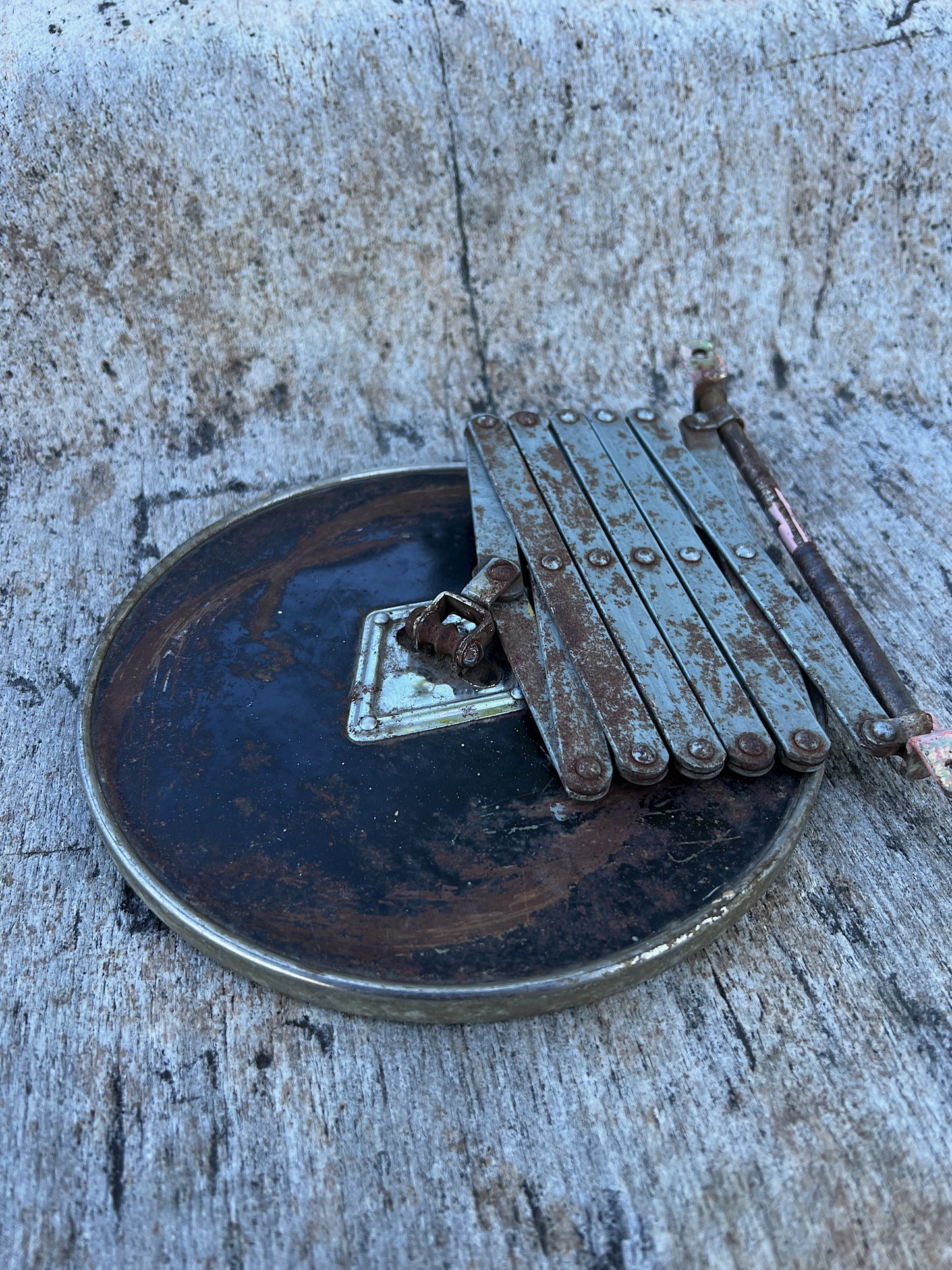 1930s Beveled Accordion Mirror With Patina