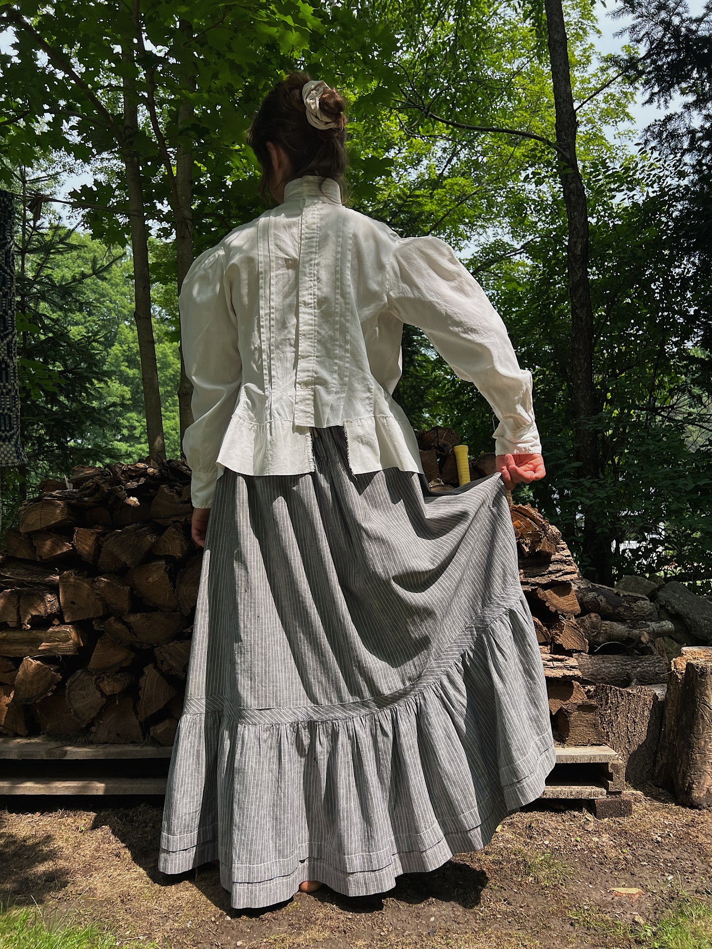 Antique 1910s Pinstripe Chore Skirt