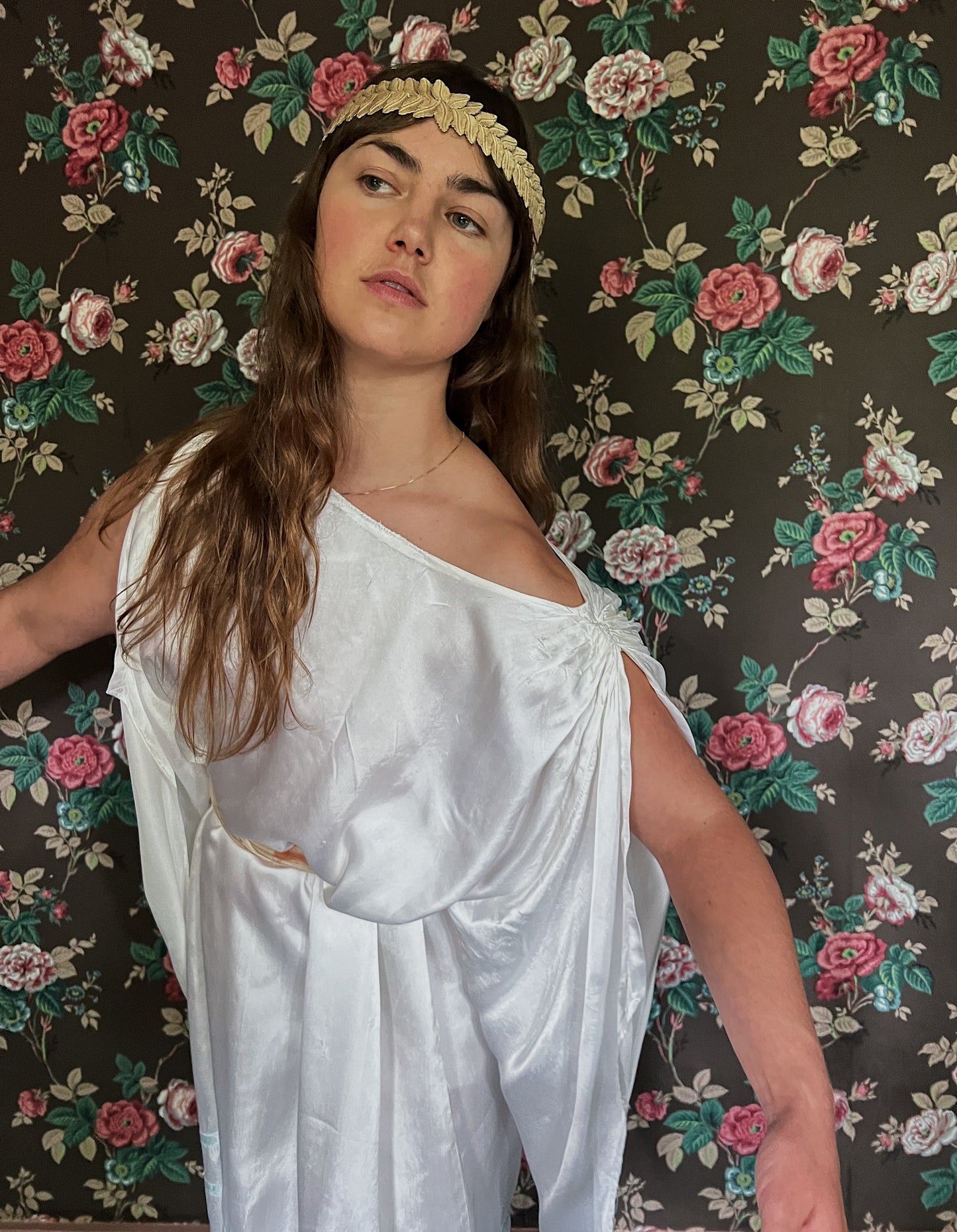 Ethereal 1930s Rayon Silk Grecian Full Length Dress