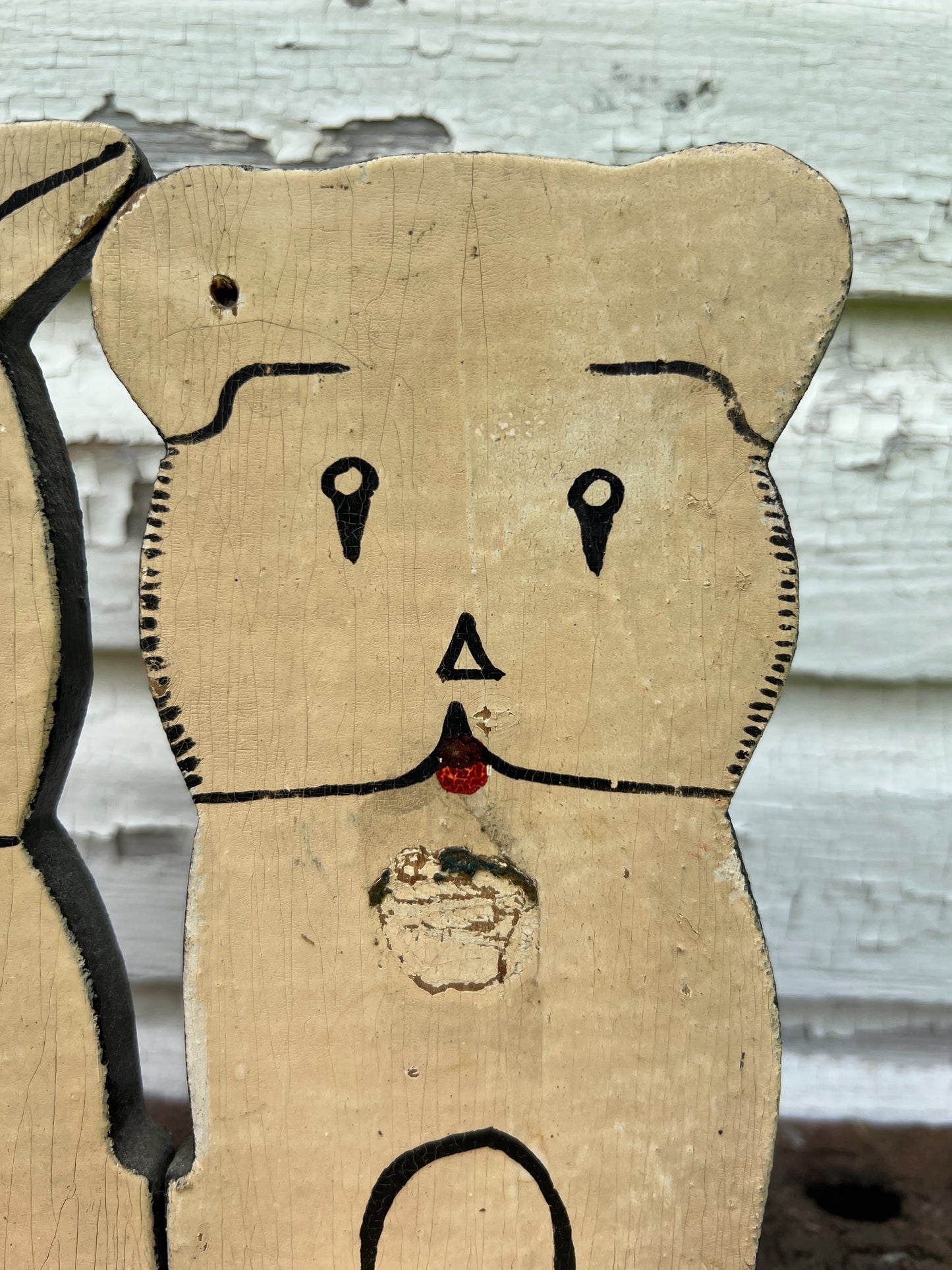 Folk Art Wood Puppy & Kitty Thread Spool Holder
