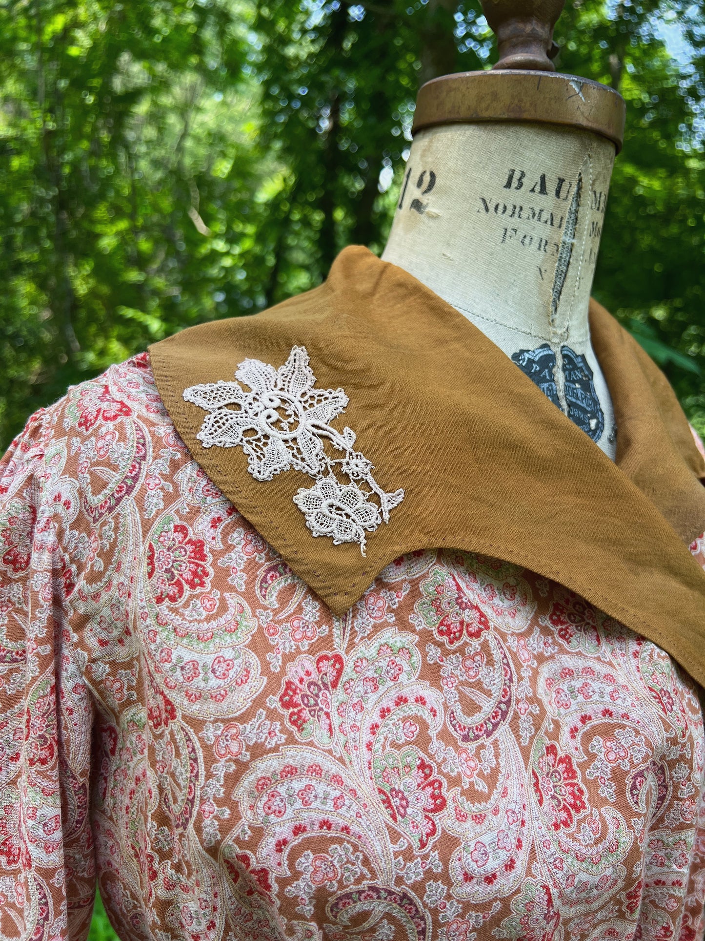 1910s Homemade Paisley Cotton Day Dress