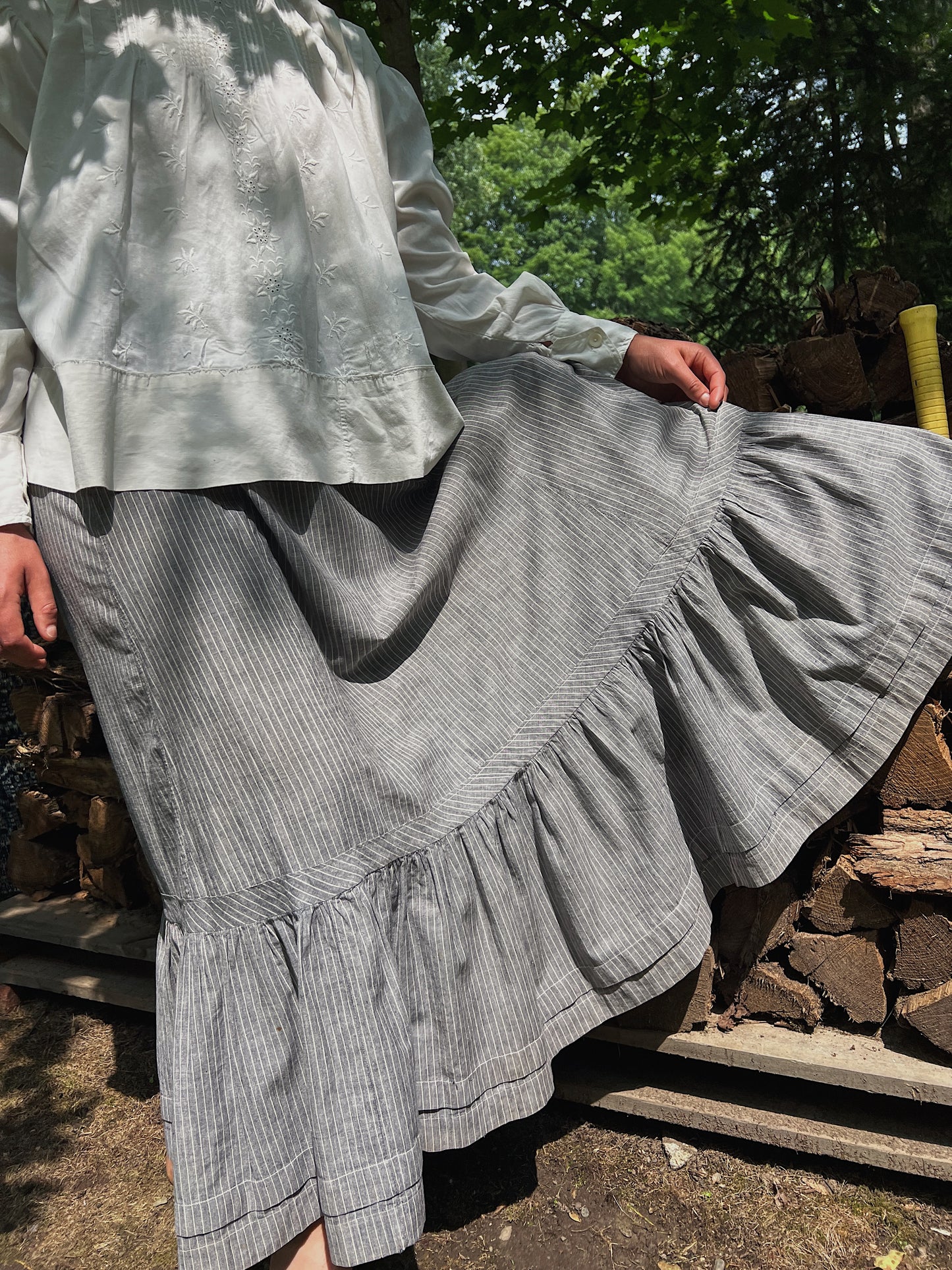 Antique 1910s Pinstripe Chore Skirt