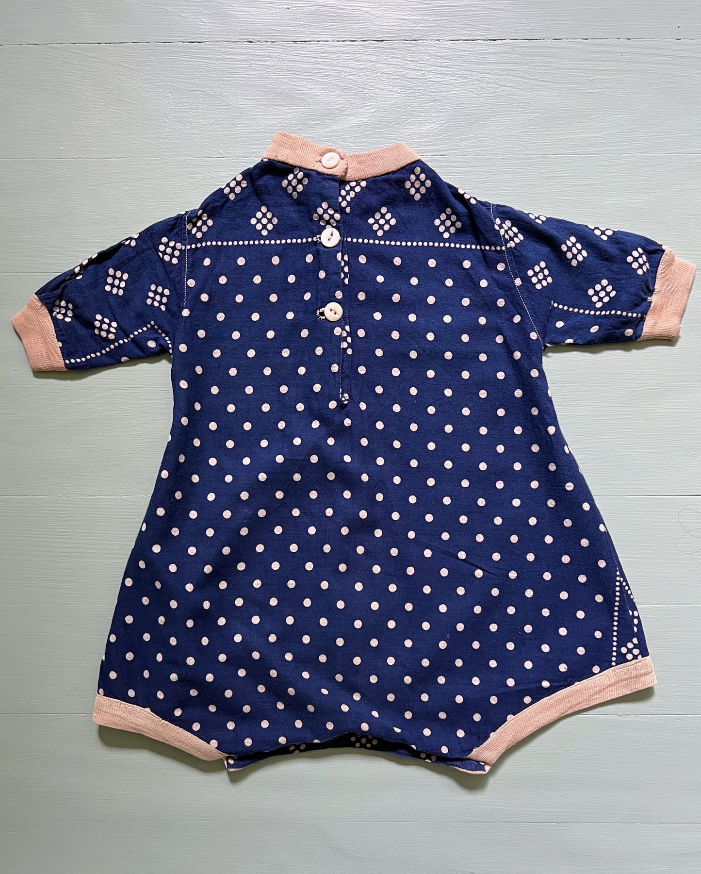 Antique Make-Do Infant Onesie Made From Indigo Bandanas