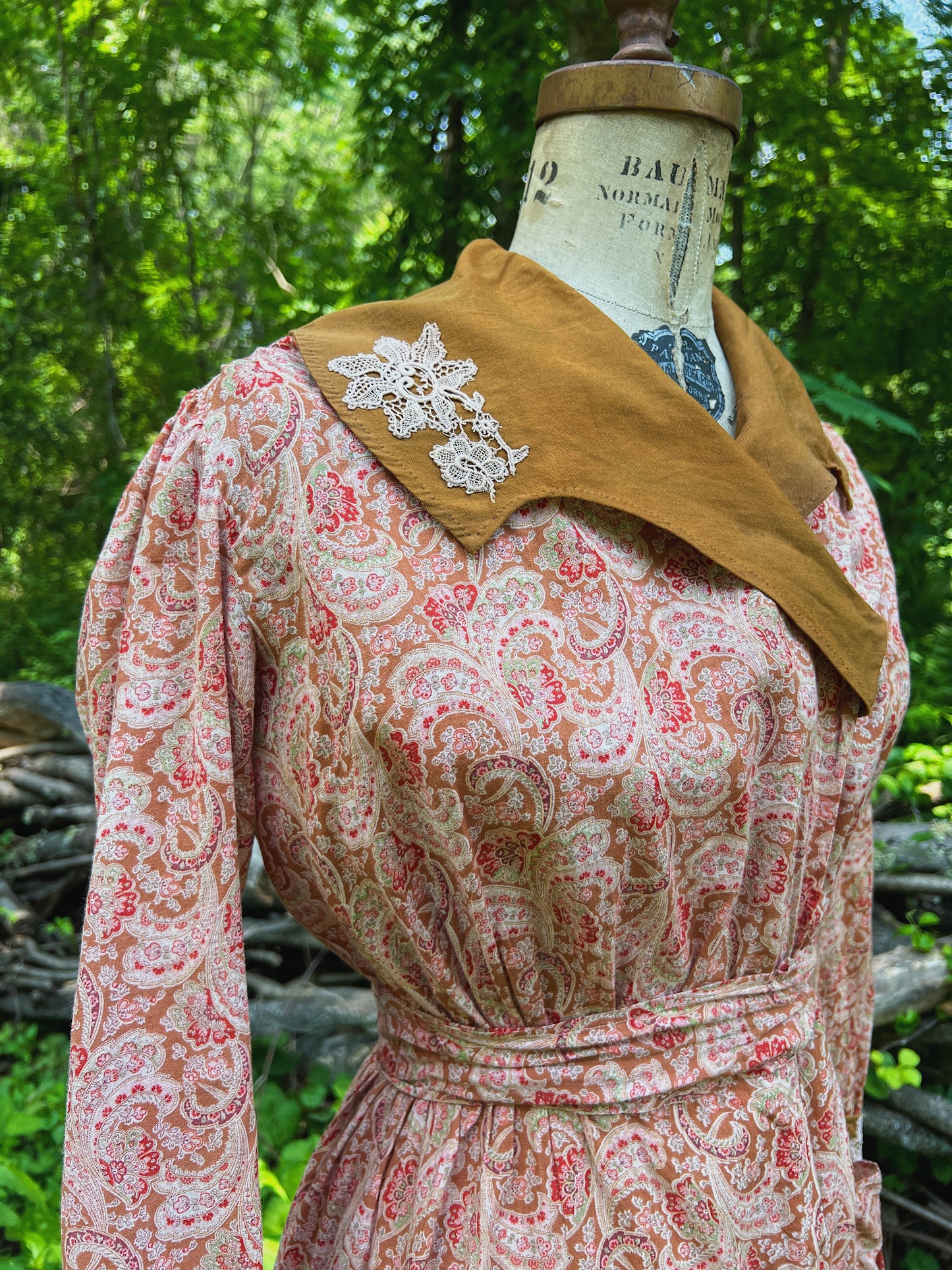 1910s Homemade Paisley Cotton Day Dress