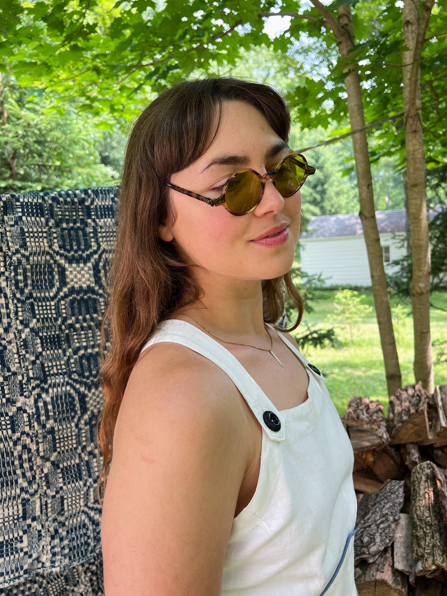 1930s Faux Tortoise Round Sunglasses With Green Lenses