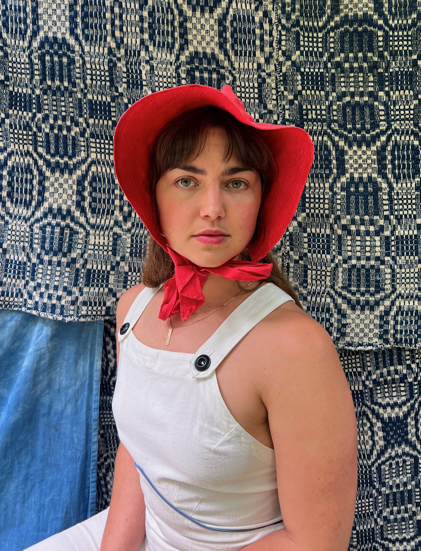 1930s Linen Cherry Red Bonnet
