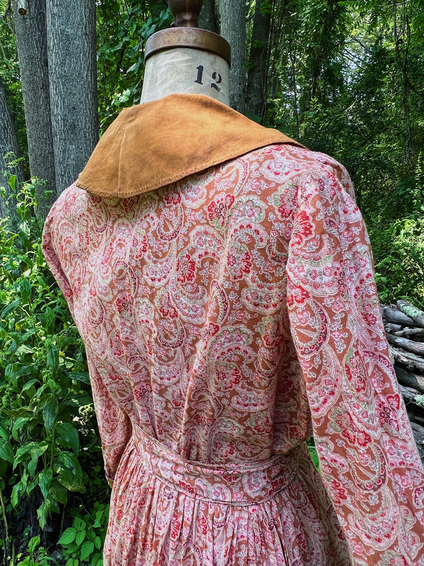1910s Homemade Paisley Cotton Day Dress