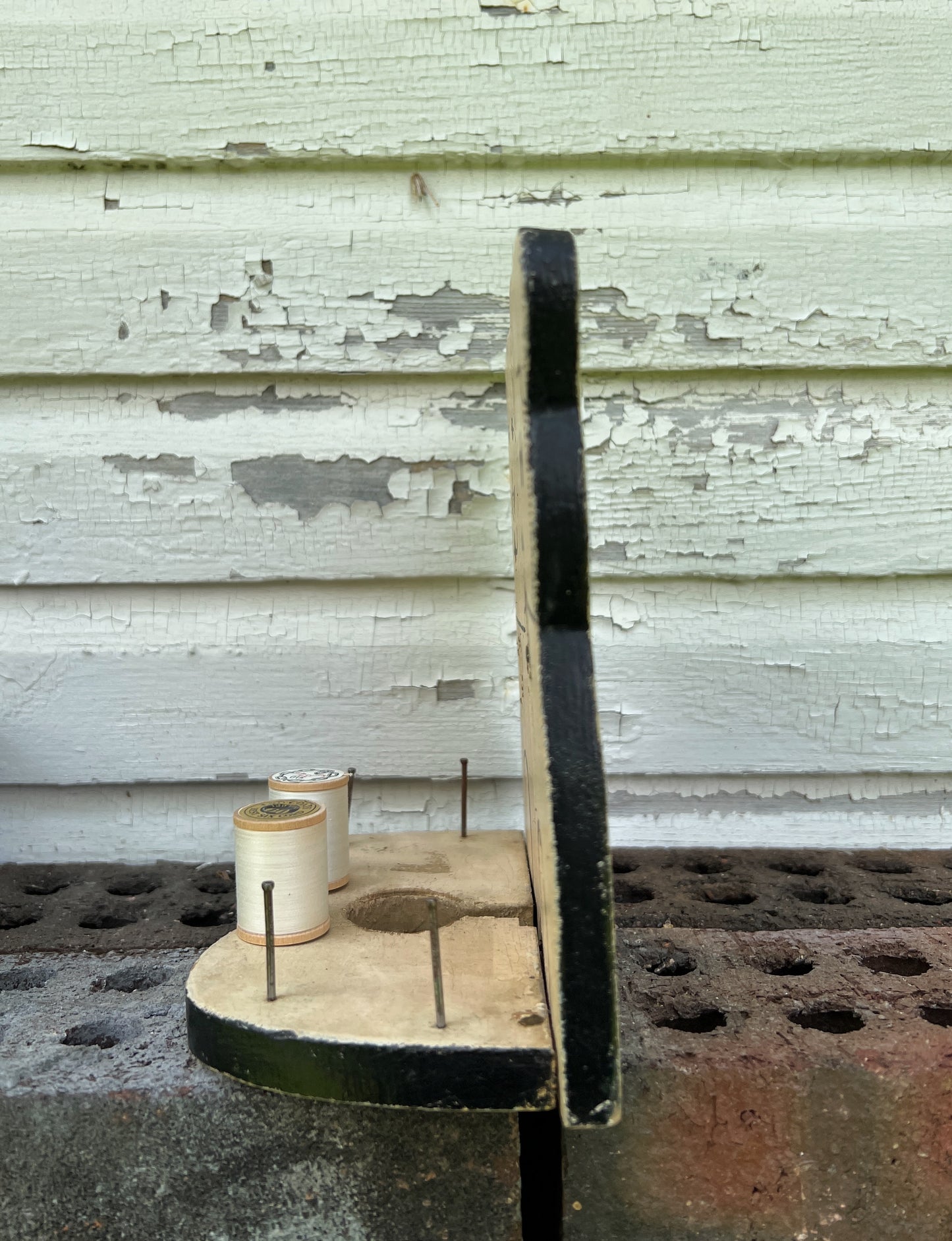 Folk Art Wood Puppy & Kitty Thread Spool Holder