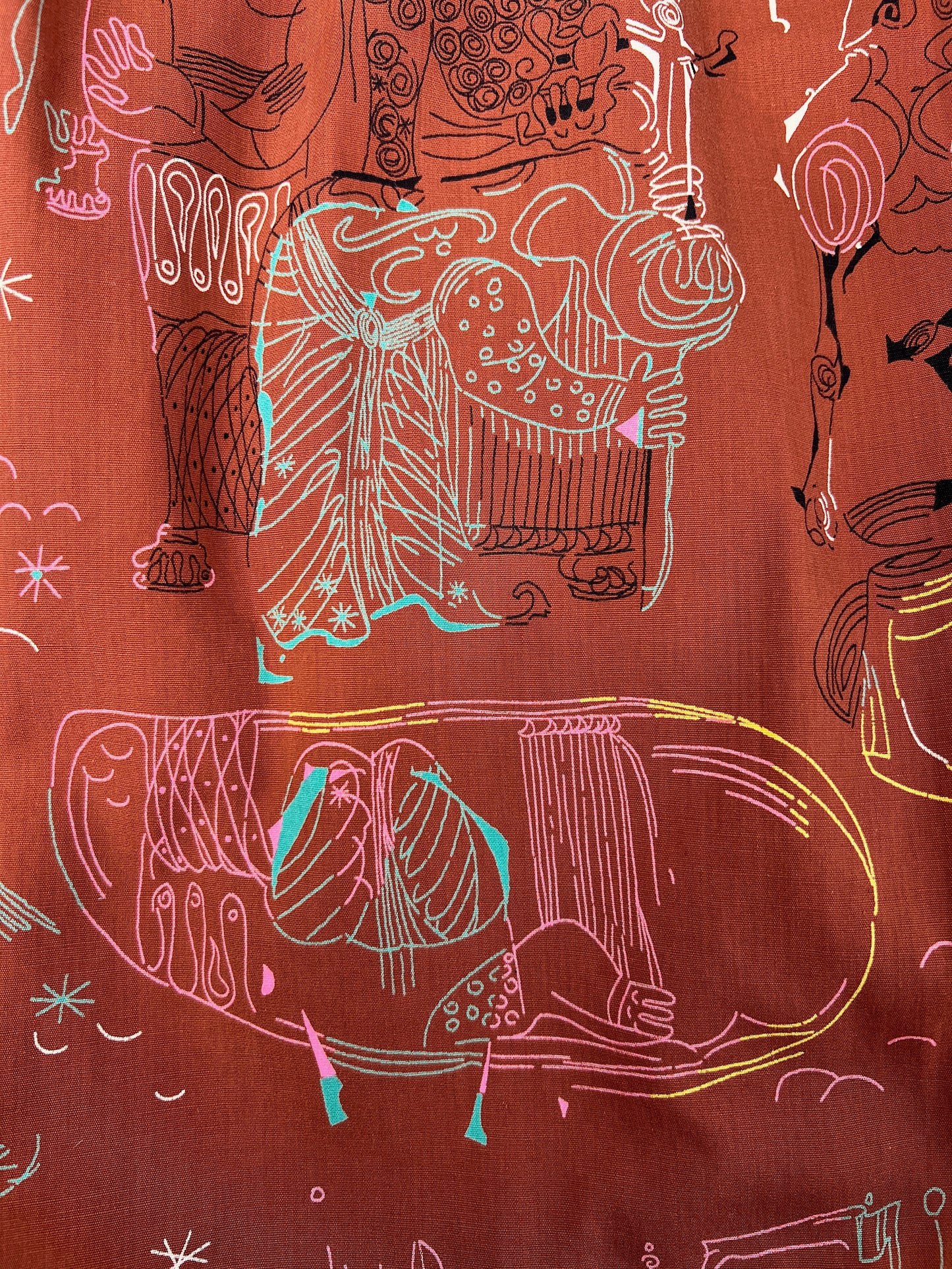 1953 Vincent Malta Associated American Artists Printed Cotton Skirt ‘Iliad’