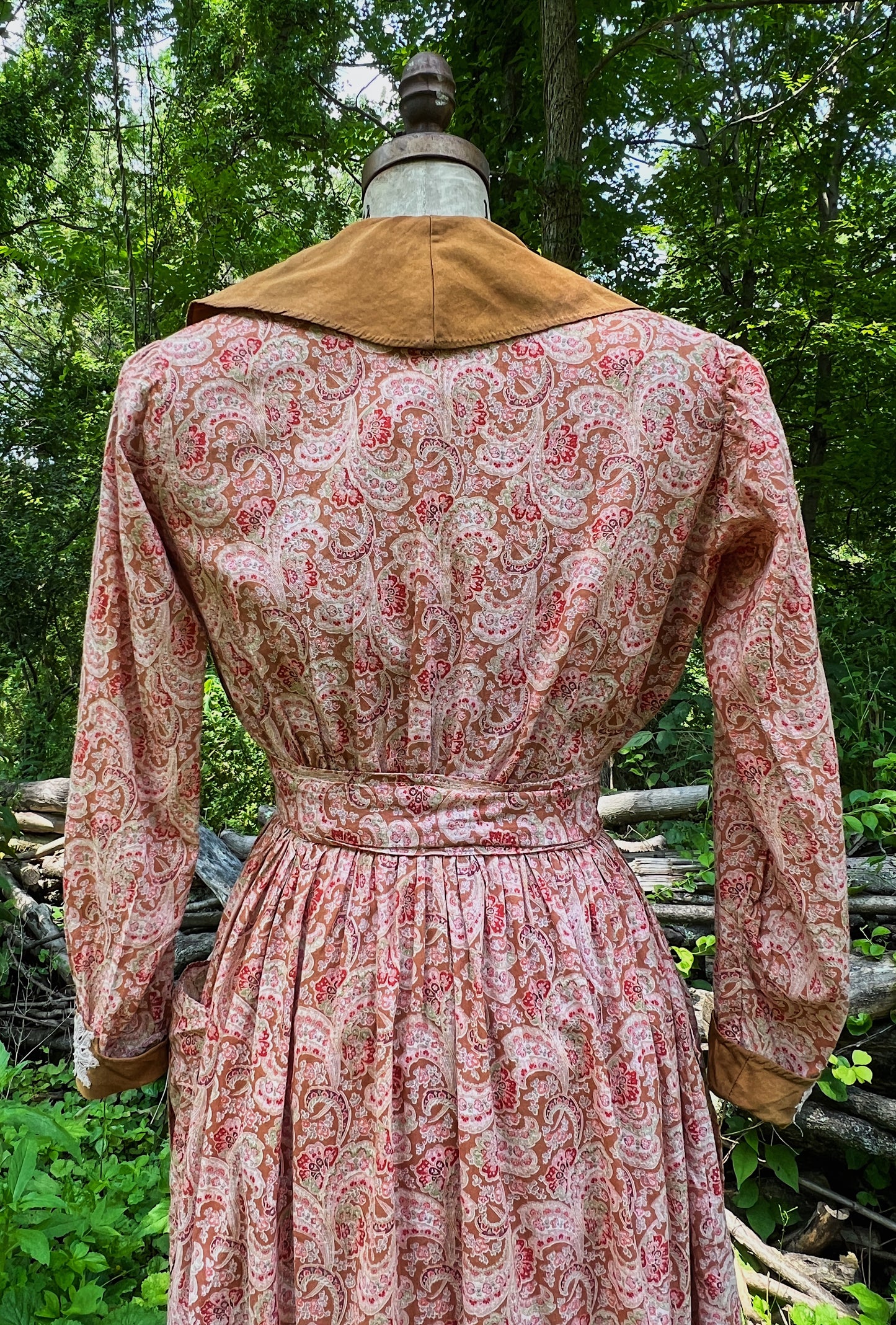 1910s Homemade Paisley Cotton Day Dress