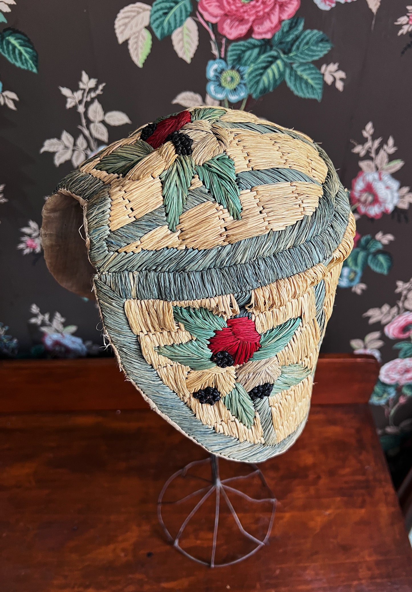 1920s/30s Souvenir Straw Beach Bonnet/Cloche