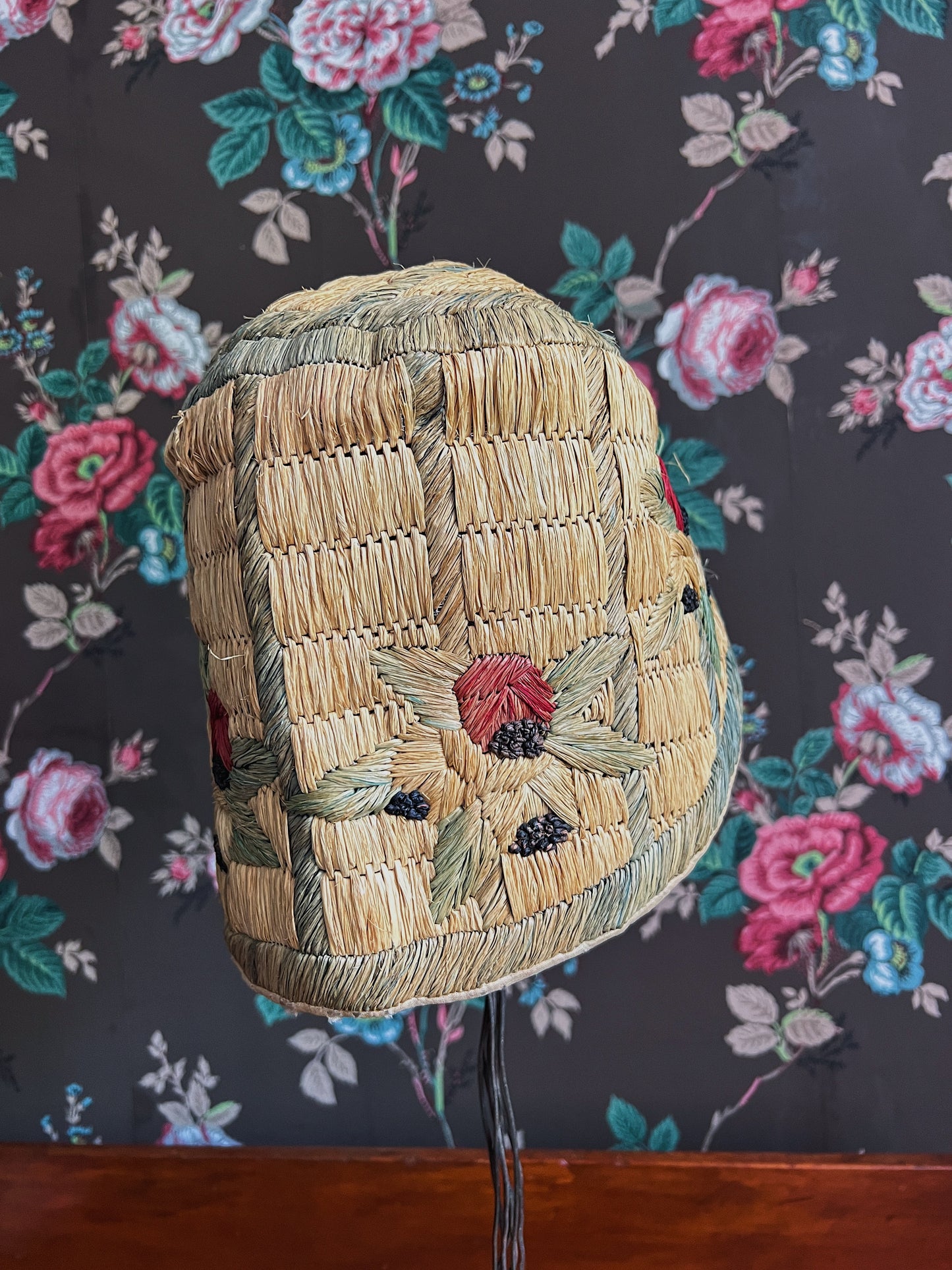1920s/30s Souvenir Straw Beach Bonnet/Cloche