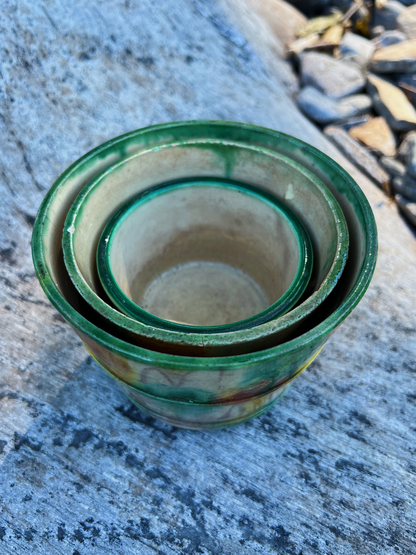 1930s Whieldon Majolica Nesting Cups, Made In Japan