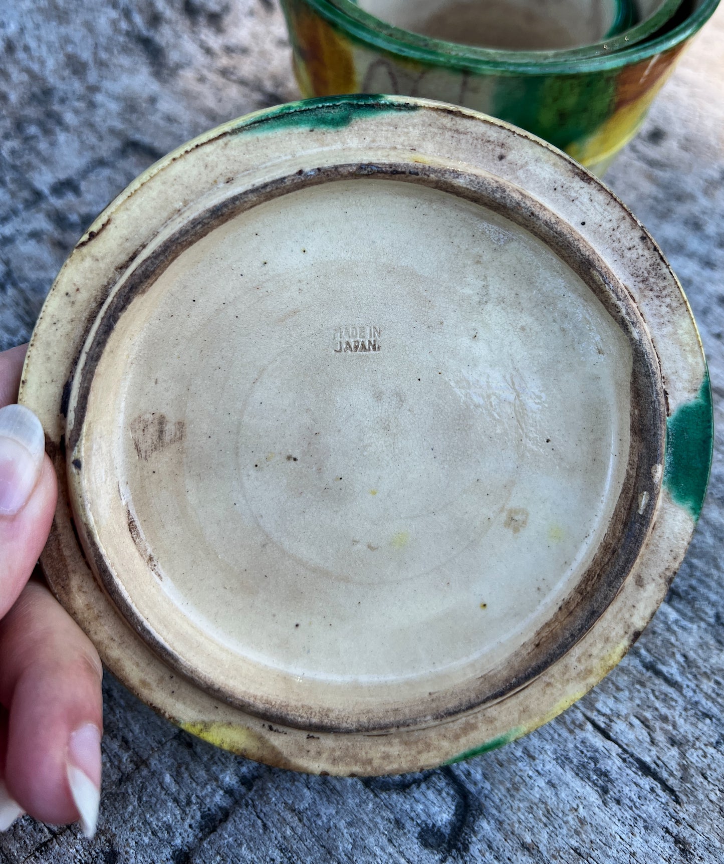 1930s Whieldon Majolica Nesting Cups, Made In Japan