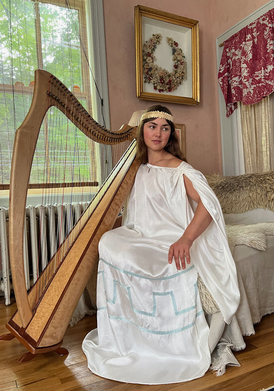 Ethereal 1930s Rayon Silk Grecian Full Length Dress