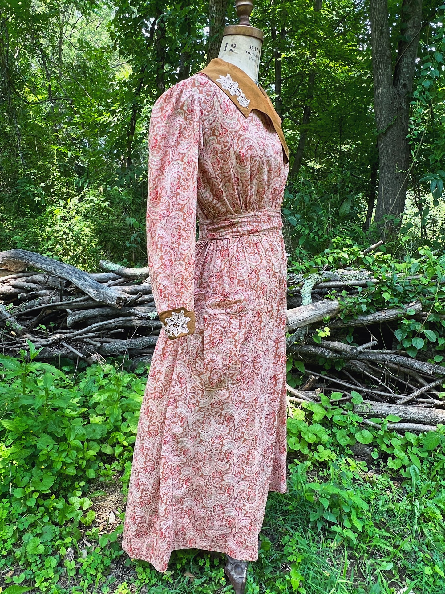 1910s Homemade Paisley Cotton Day Dress