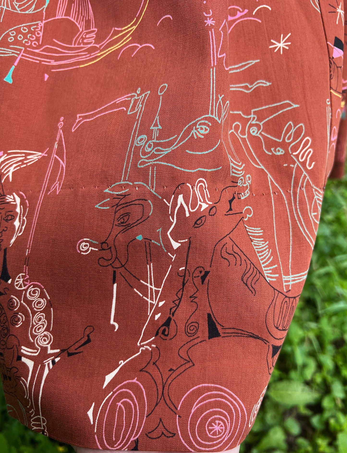 1953 Vincent Malta Associated American Artists Printed Cotton Skirt ‘Iliad’