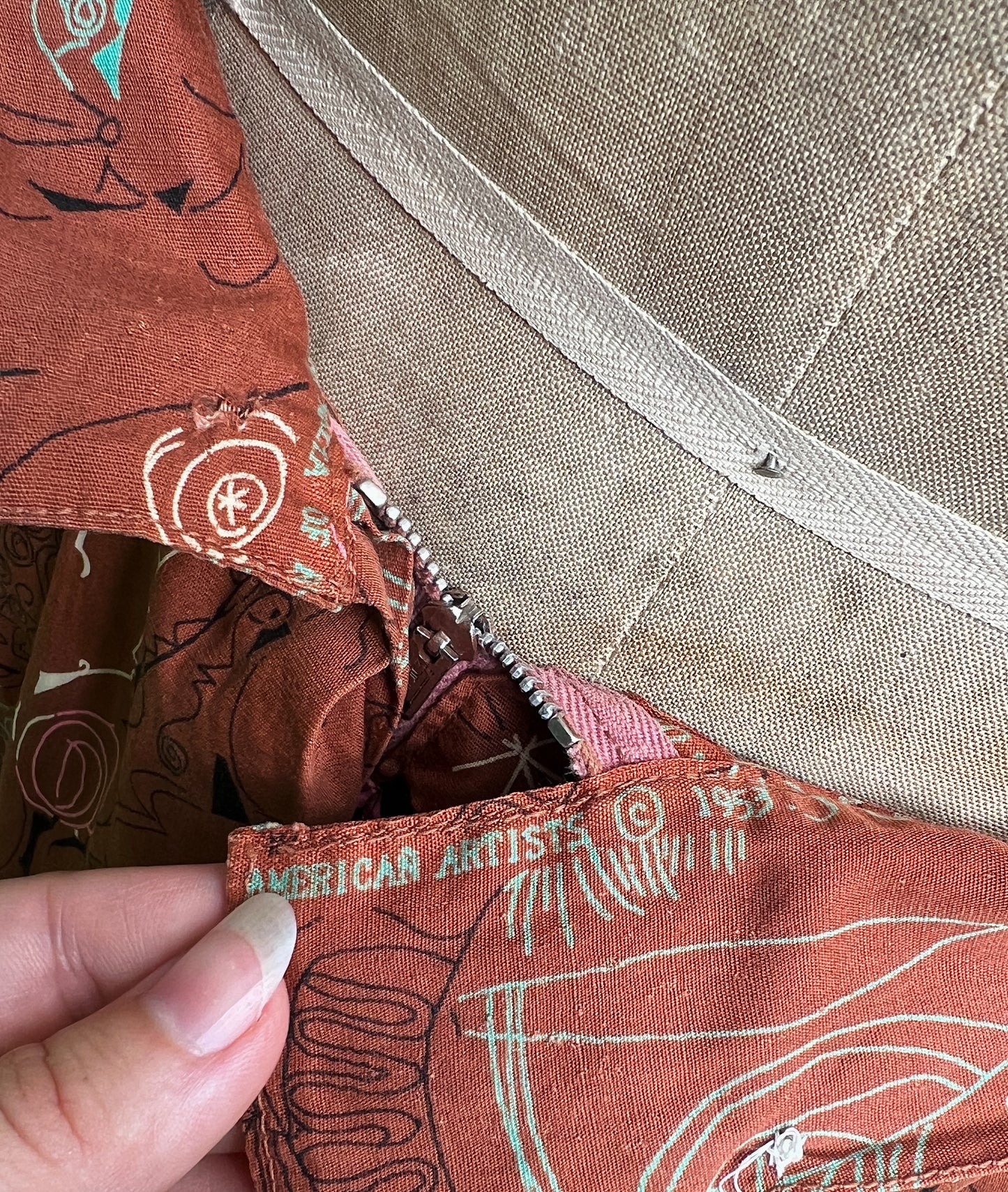 1953 Vincent Malta Associated American Artists Printed Cotton Skirt ‘Iliad’