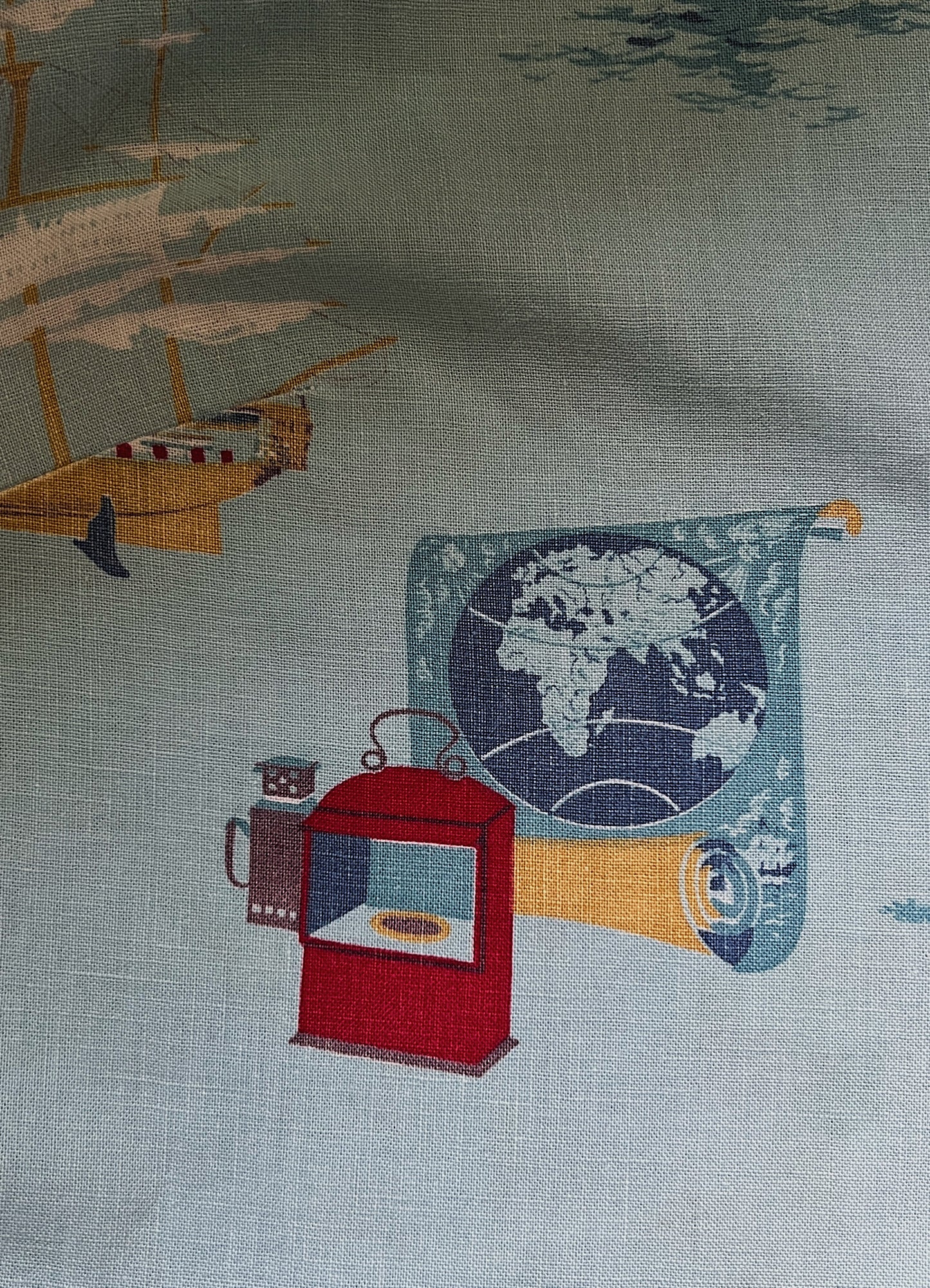 1930s Boxy Cotton Top With Nautical Scene